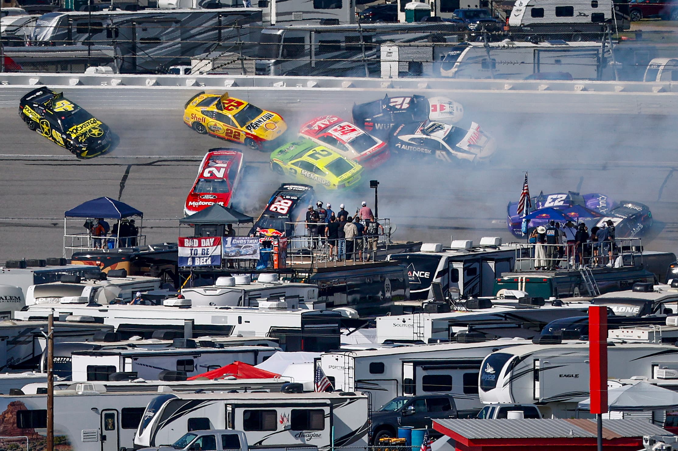 A major wreck involving more than 20 NASCAR drivers scattered the field at Talladega Sunday. (Sean Gardner/Getty Images)
