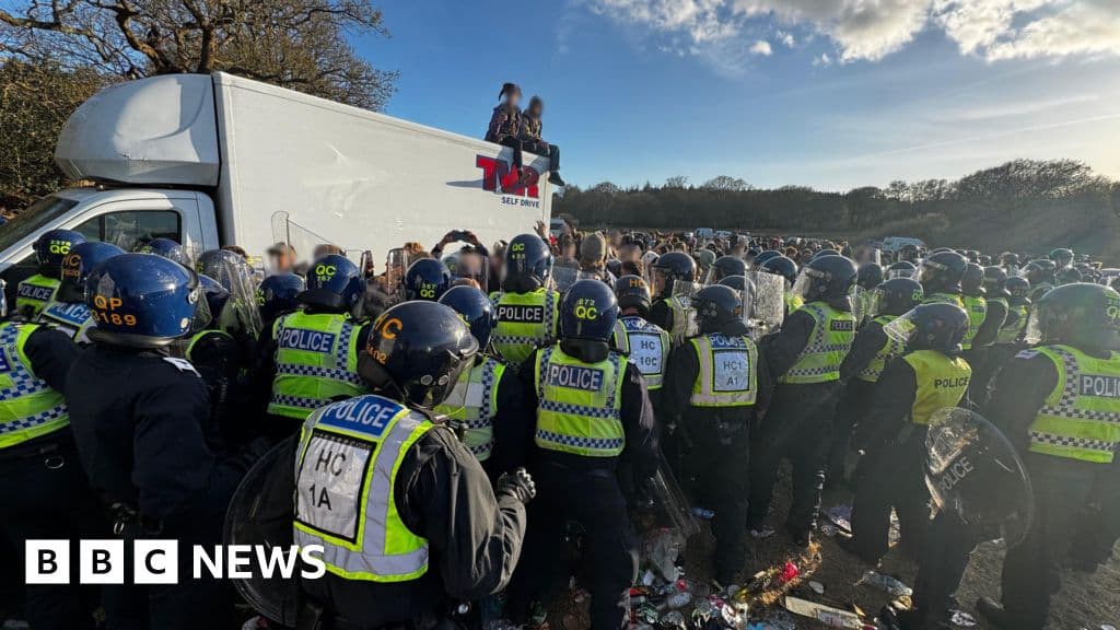 Missiles thrown at police as illegal rave halted
