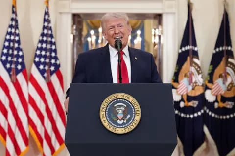 Trump speaks during his televised address.