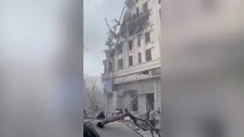 Devastation on a building in Tehran.