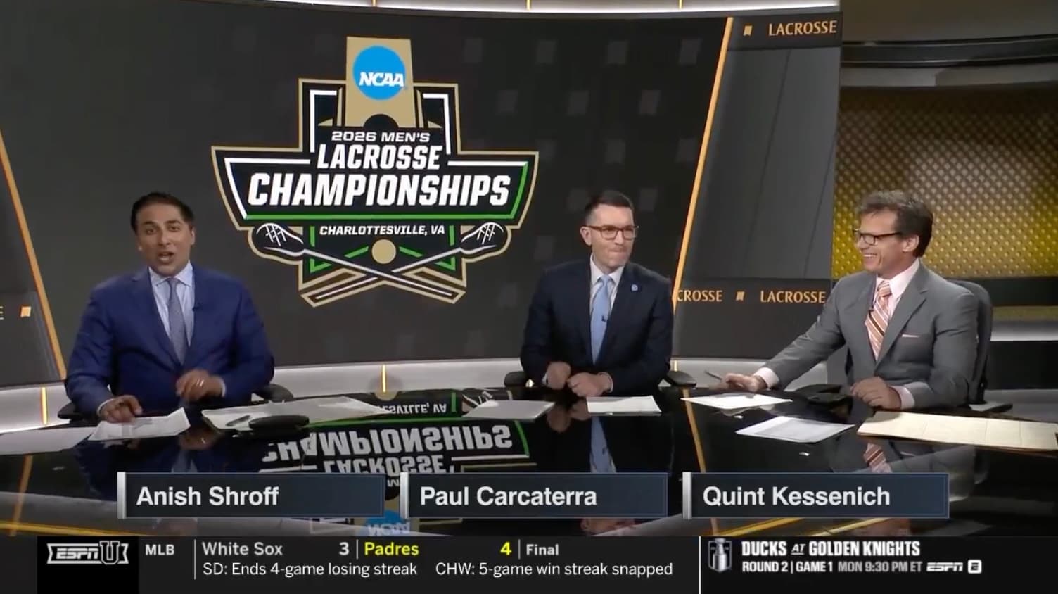 Anish Shroff calls out the NCAA for a bracket leak of the 2026 lacrosse tournaments before the selection shows air. Credit: ESPN; ESPNU