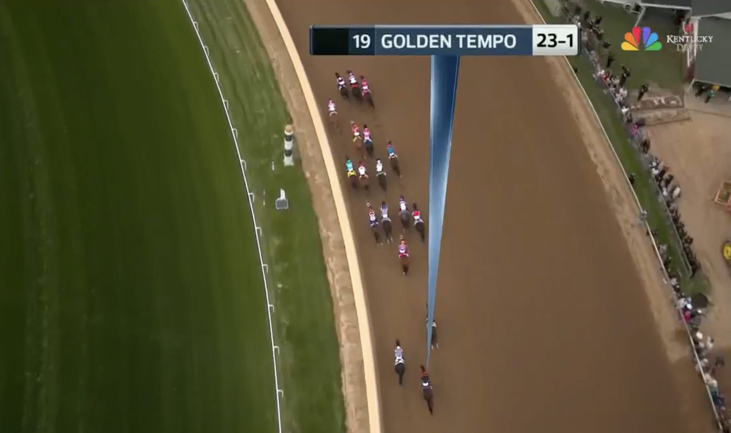NBC showed an incredible look at Golden Tempo making a remarkable comeback to win the 152nd Kentucky Derby. Credit: NBC