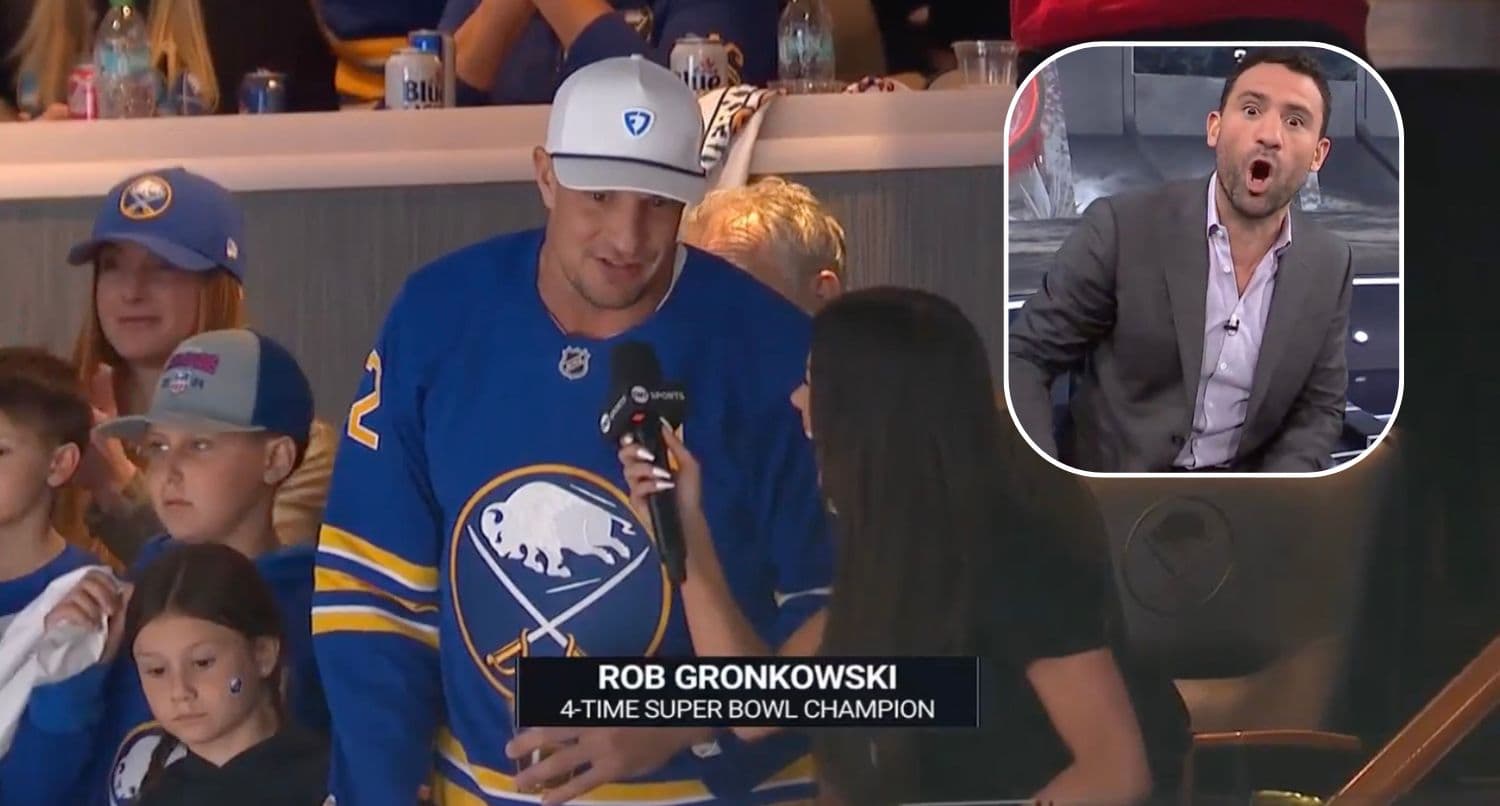 Rob Gronkowski and Paul Bissonnette trade barbs on TNT Sports. Credit: TNT Sports