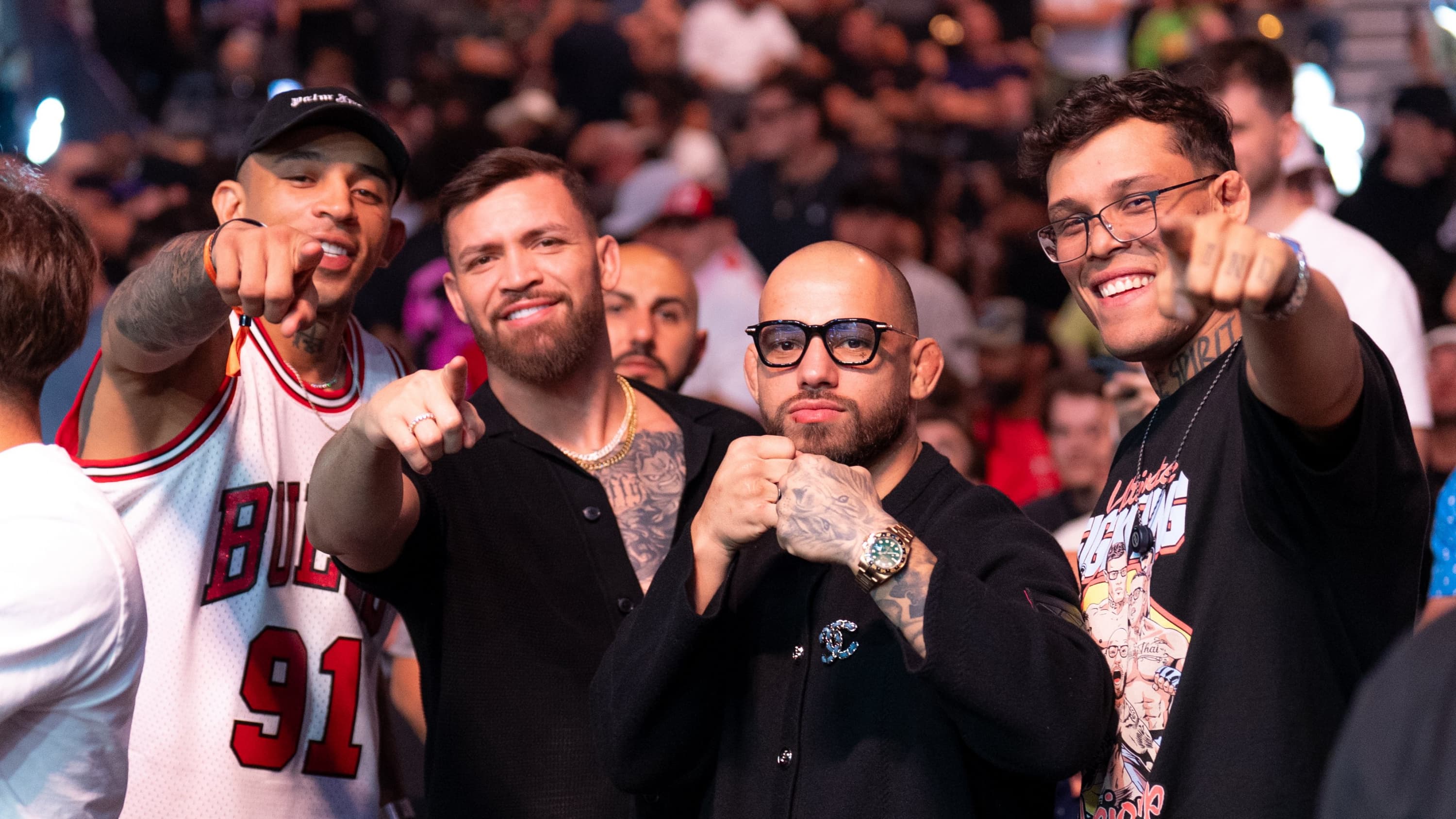 Carlos Prates, Mauricio Ruffy, Caio Borralho y Jean Silva no se quisieron perder la cartelera en Las Vegas.