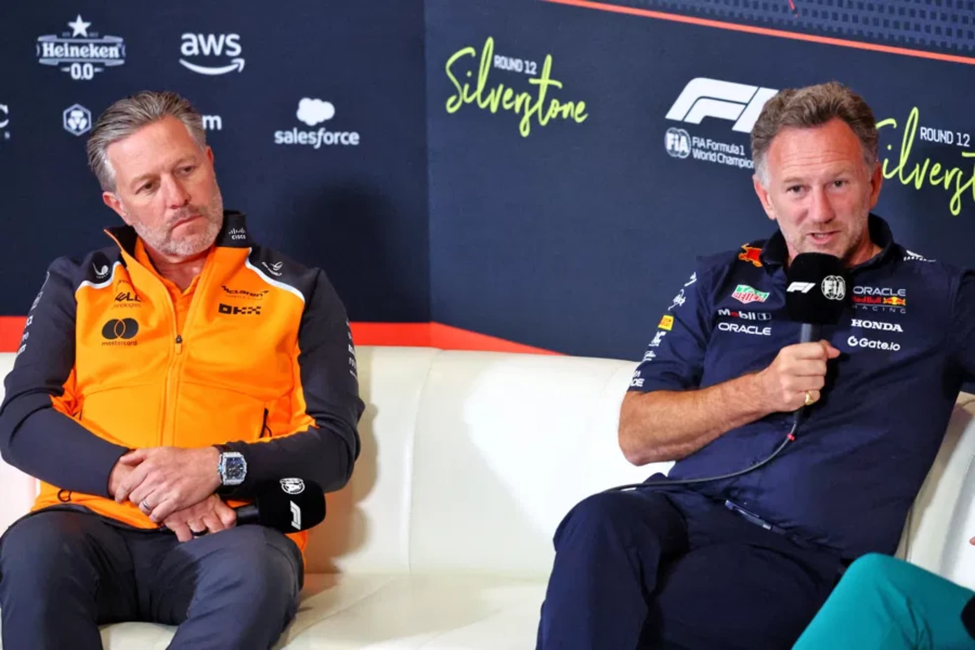 Christian Horner y Zak Brown en el Gran Premio de Gran Bretaña.