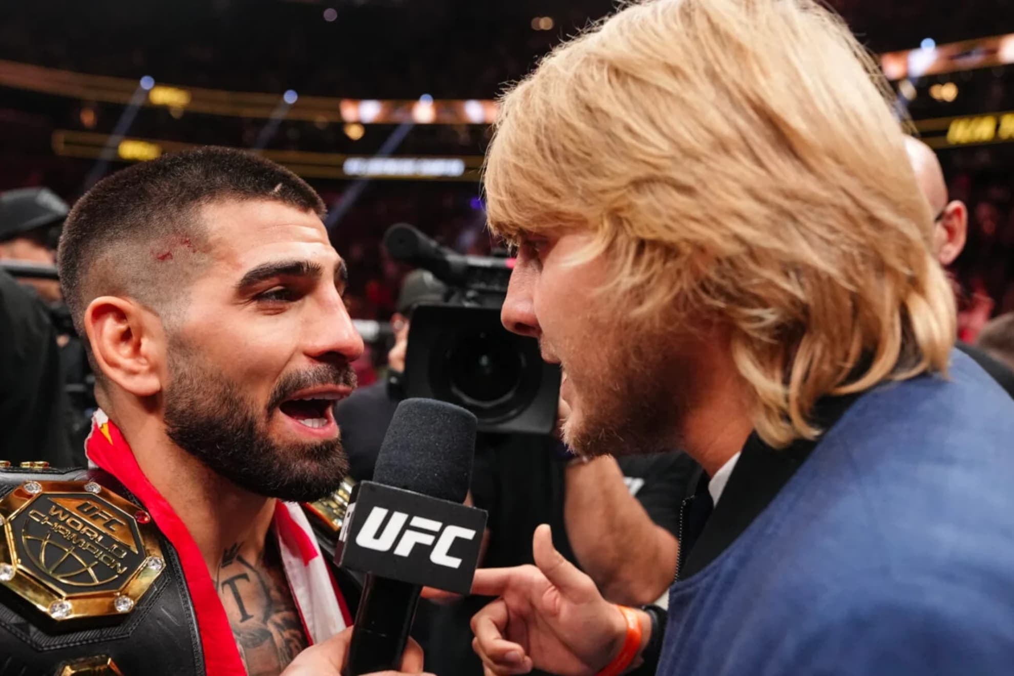 Careo de Ilia Topuria y Paddy Pimblett en el UFC 317.