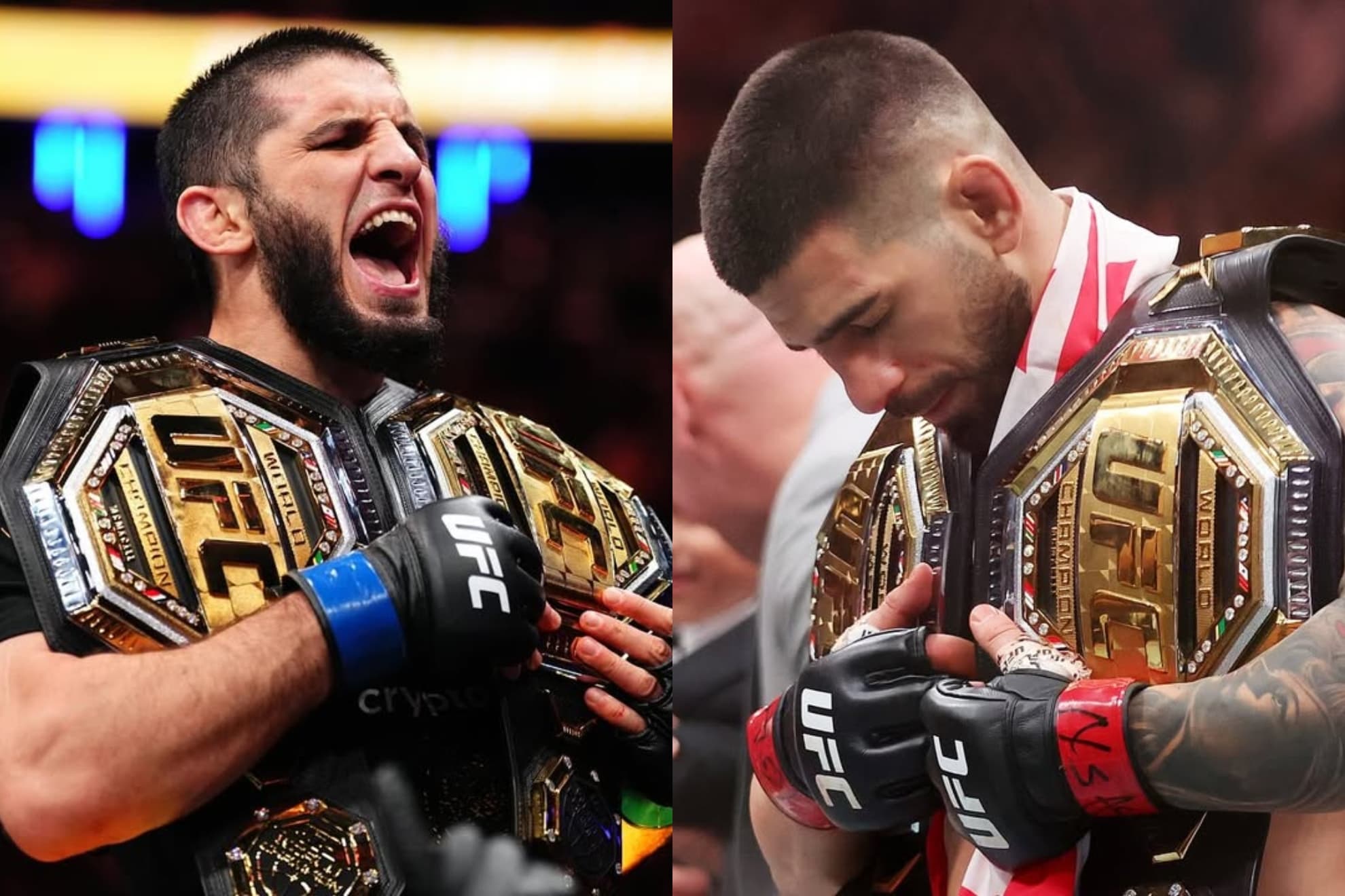 Montaje fotográfico de Islam Makhachev e Ilia Topuria.