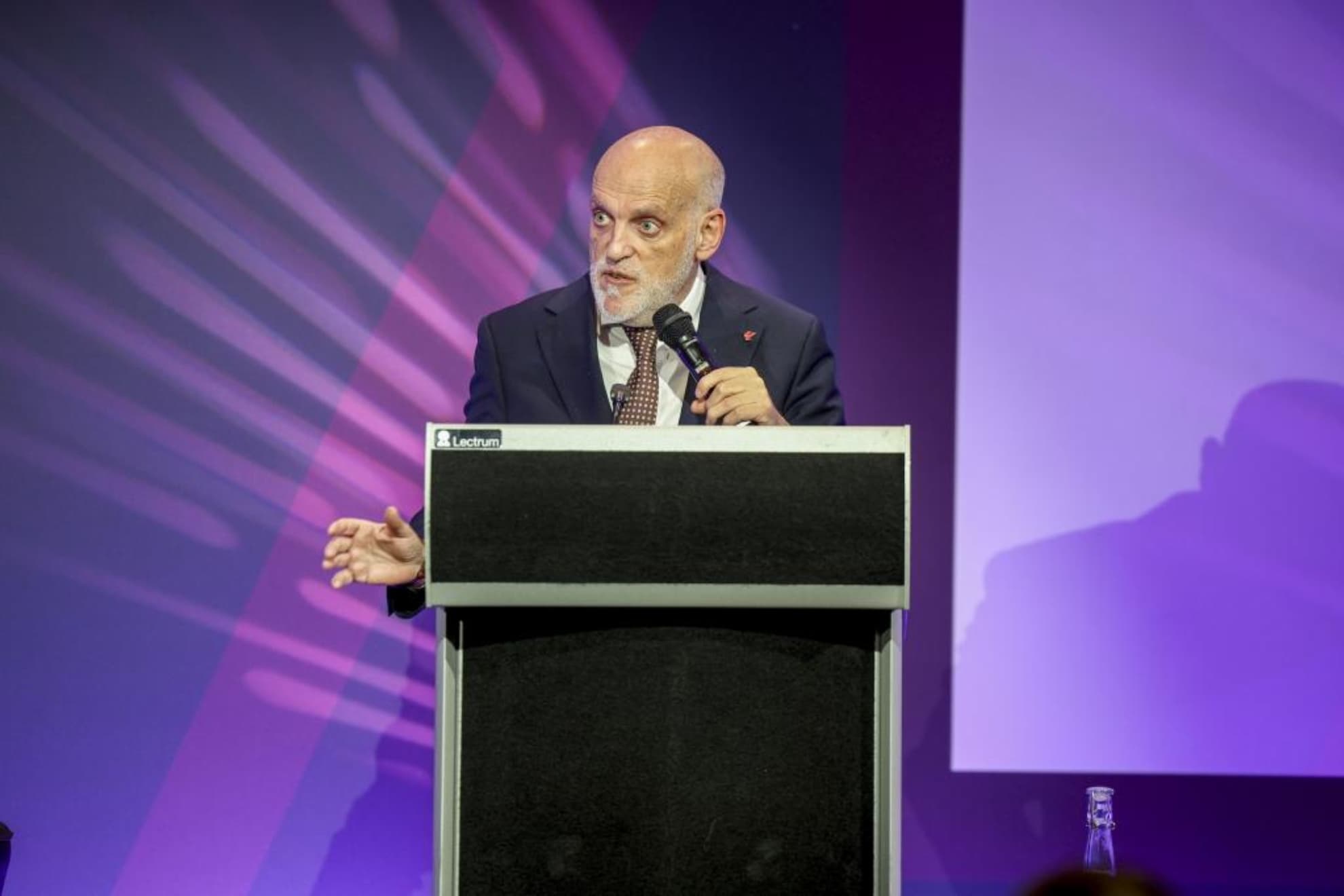 Javier Tebas, presidente de LaLiga, durante una comparecencia.