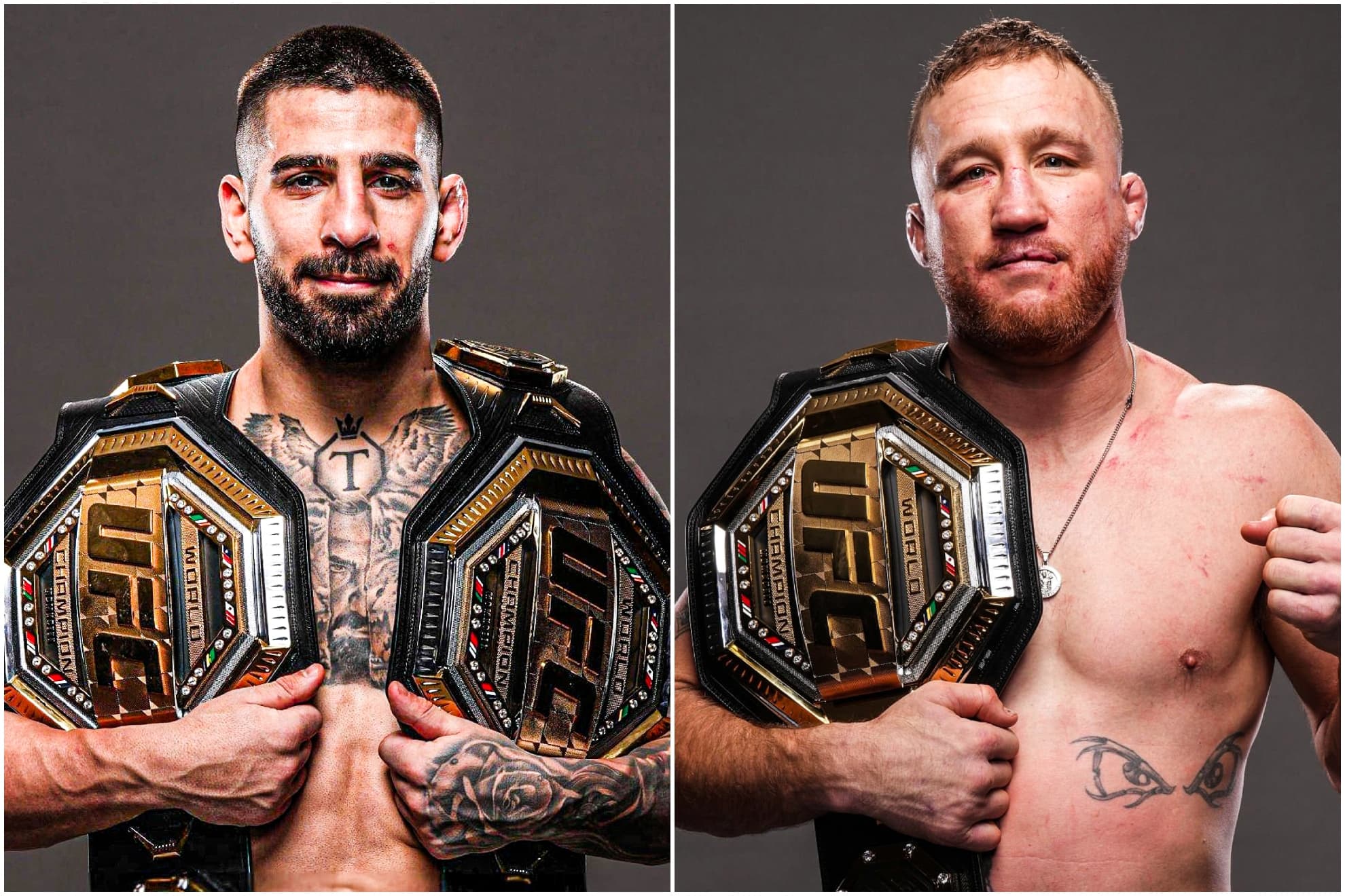 Ilia Topuria y Justin Gaethje, en un montaje.