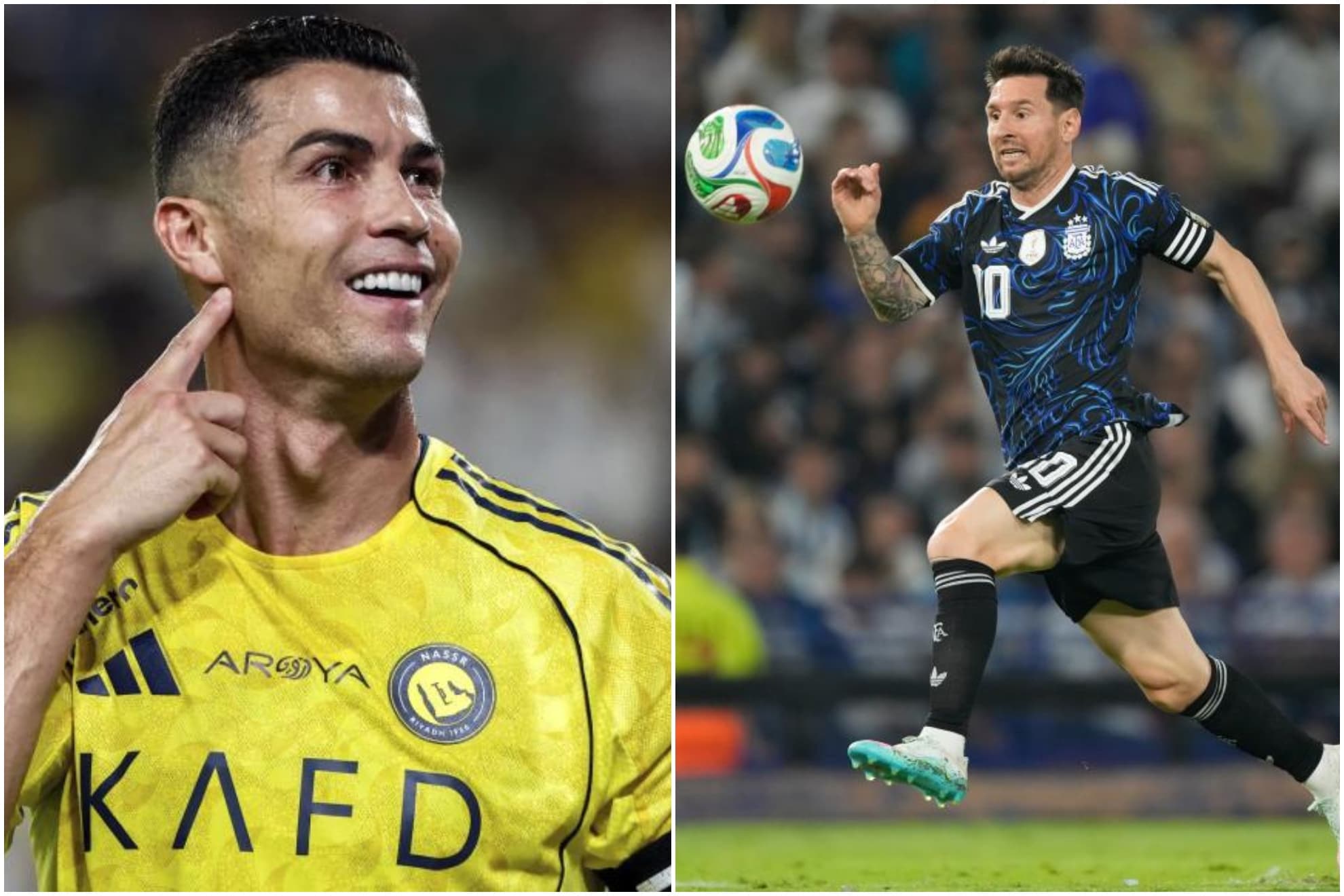 Un montaje con una imagen de Cristiano Ronaldo y otra de Messi.