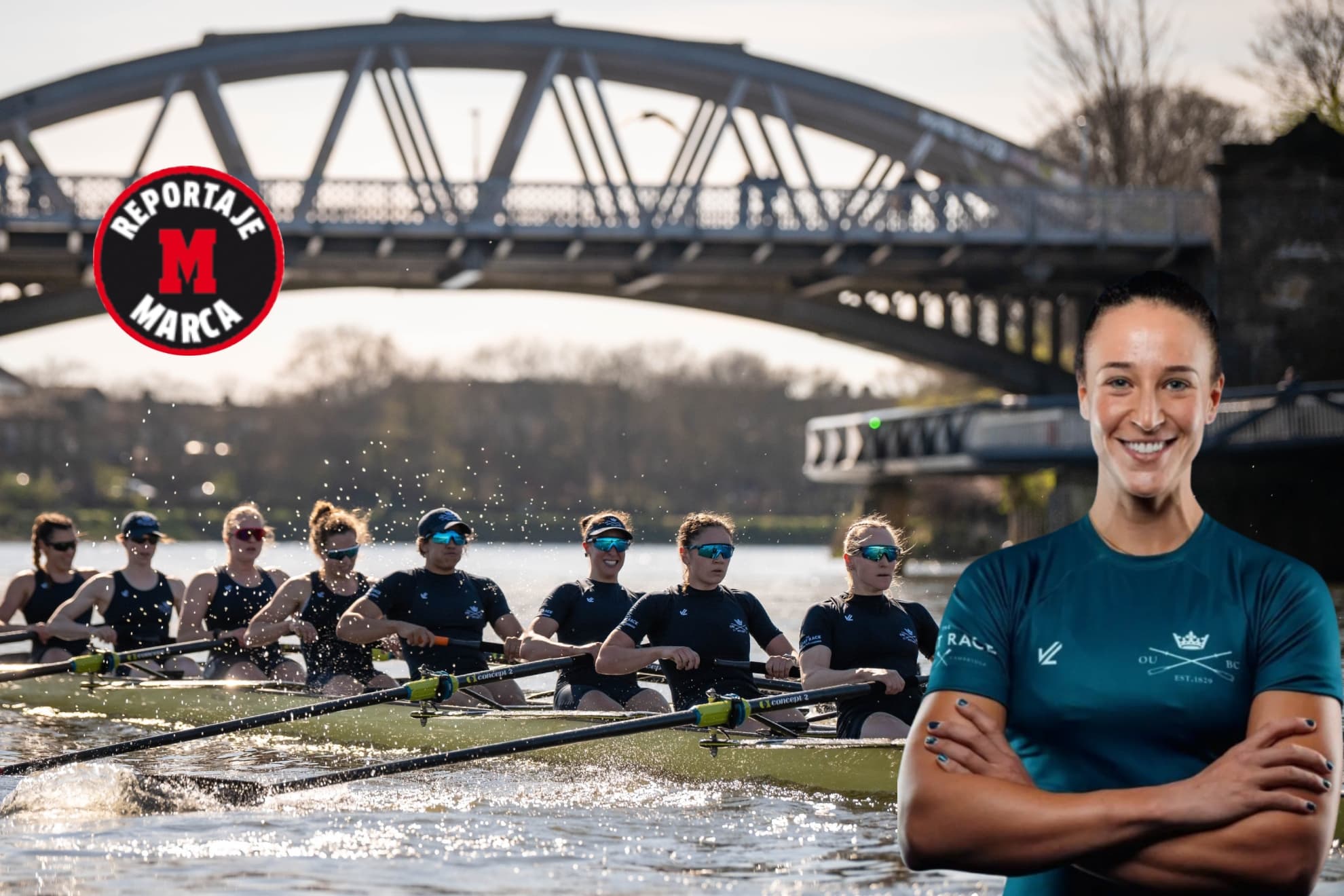 Esther Briz Zamorano, en la tercera posición del bote de Oxford durante una competición contra Leander Club.