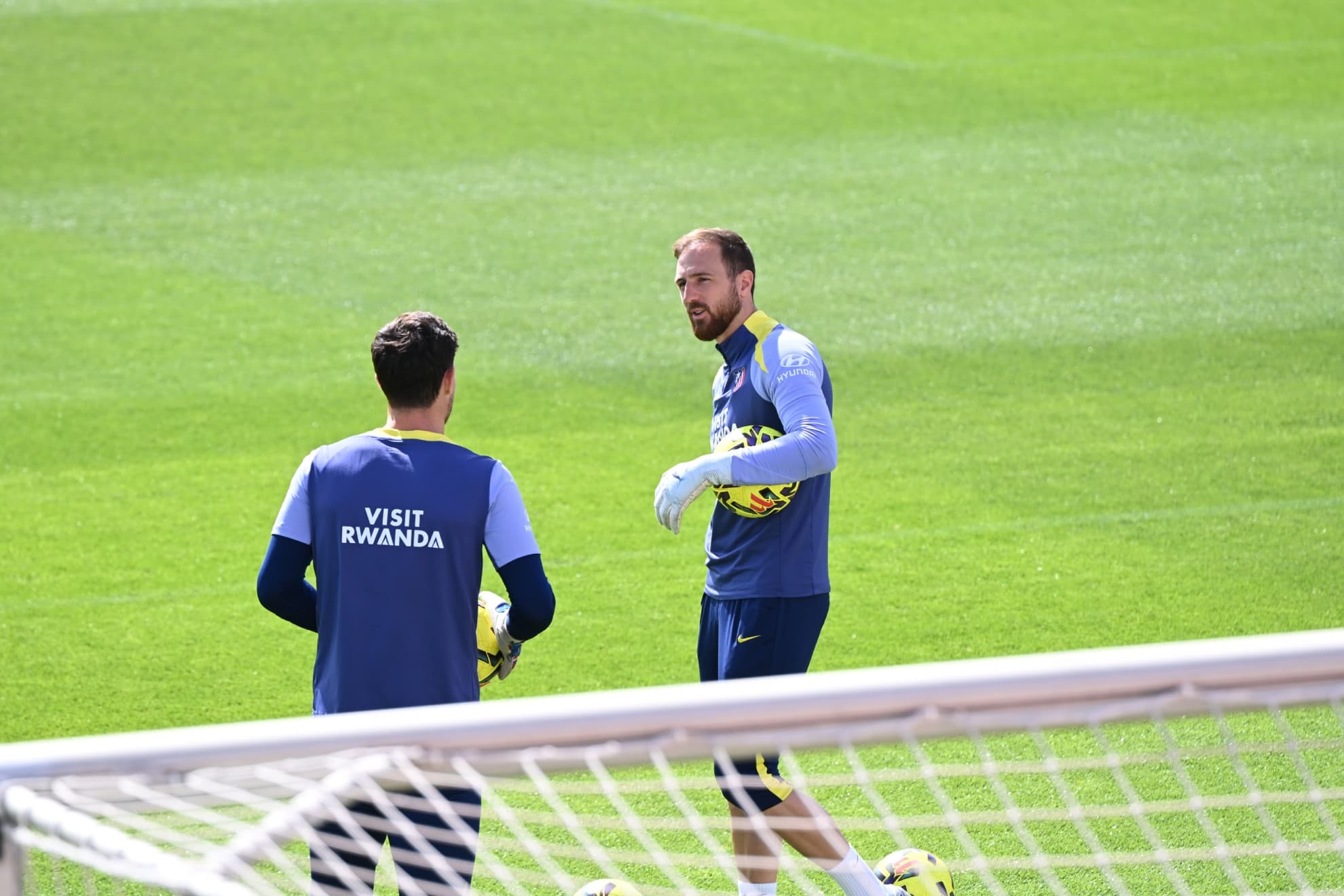 Oblak, durante el entrenamiento.