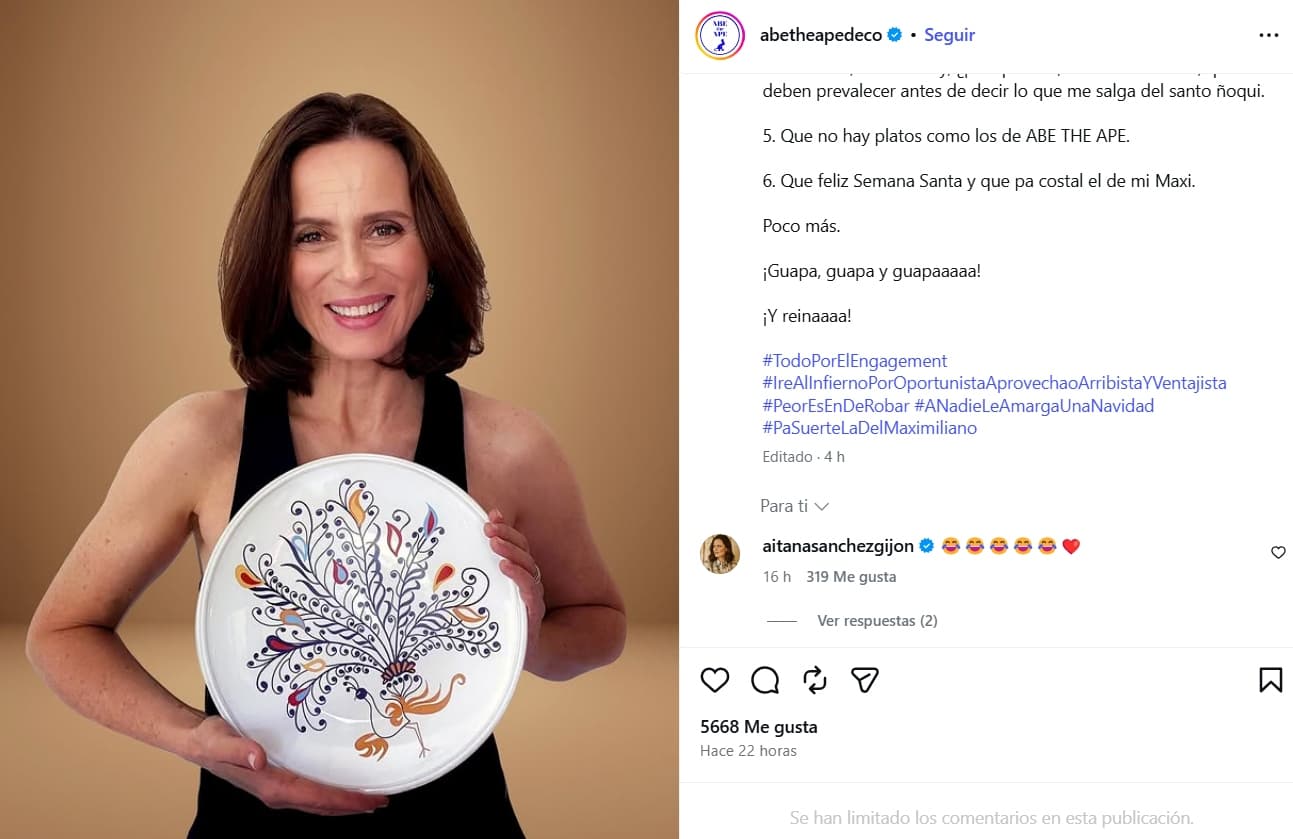 La reacción de Aitana Sánchez-Gijón a la publicación.