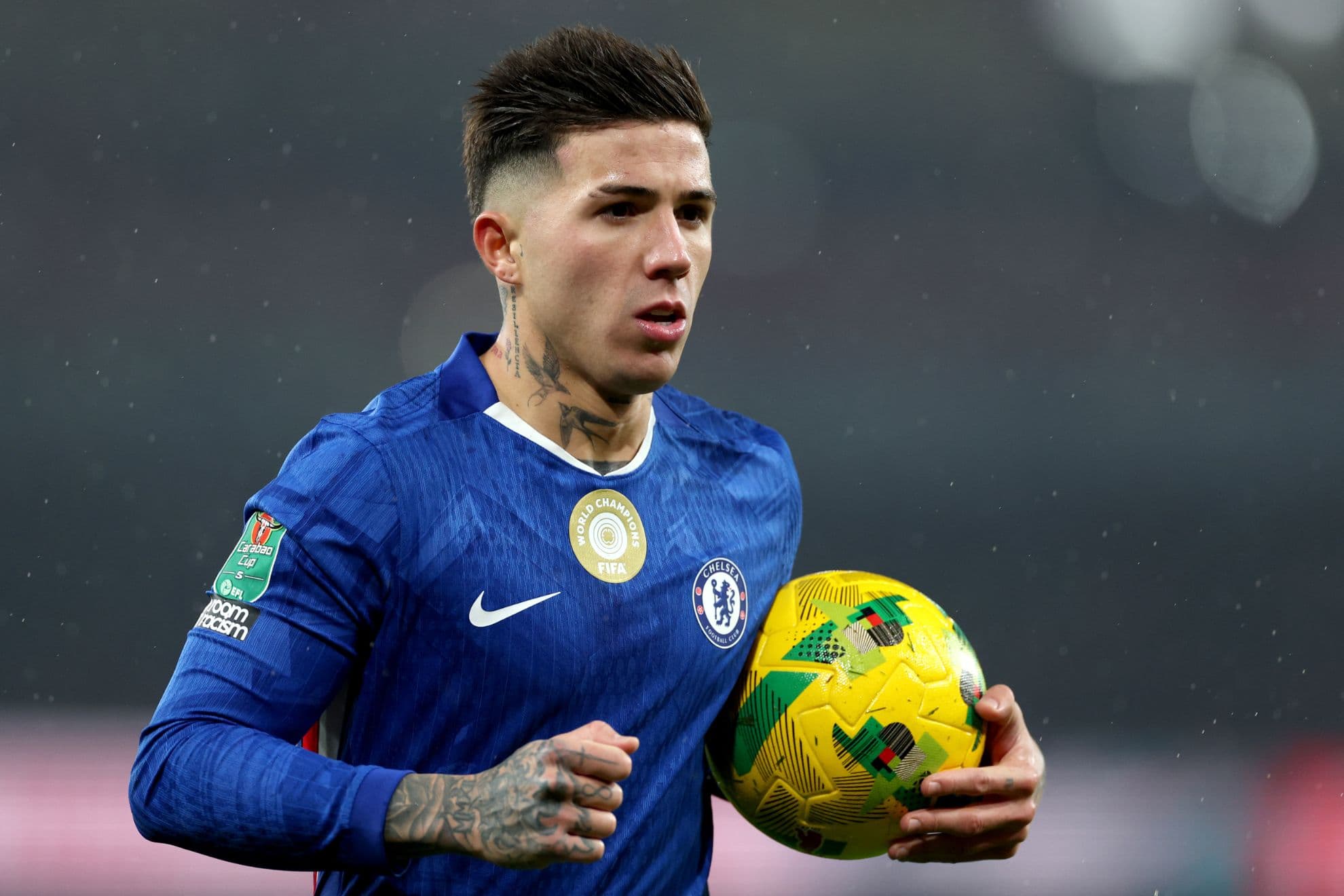 Enzo Fernández, durante un partido con el Chelsea