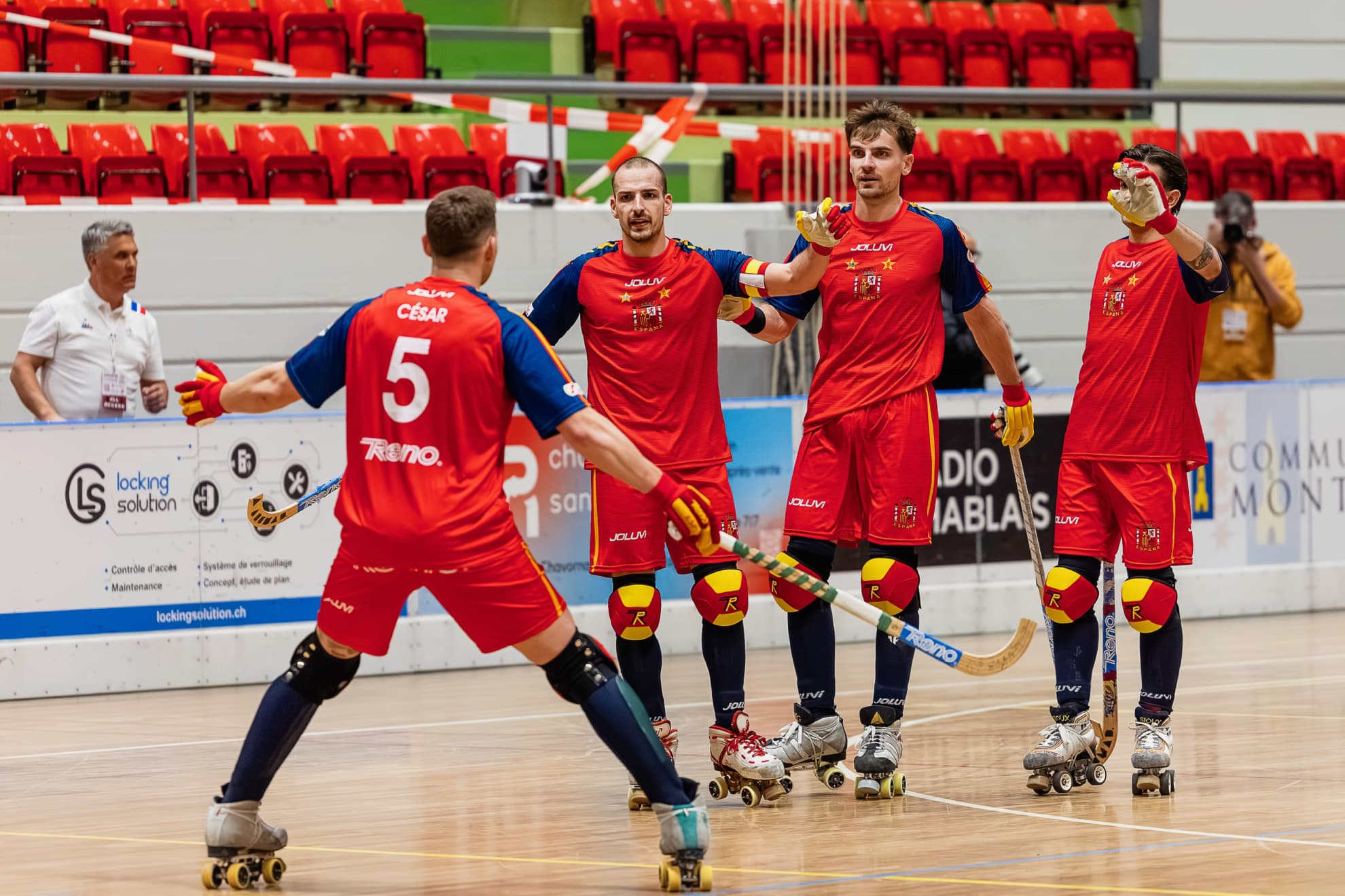 Los jugadores de la selección española, en un partido.