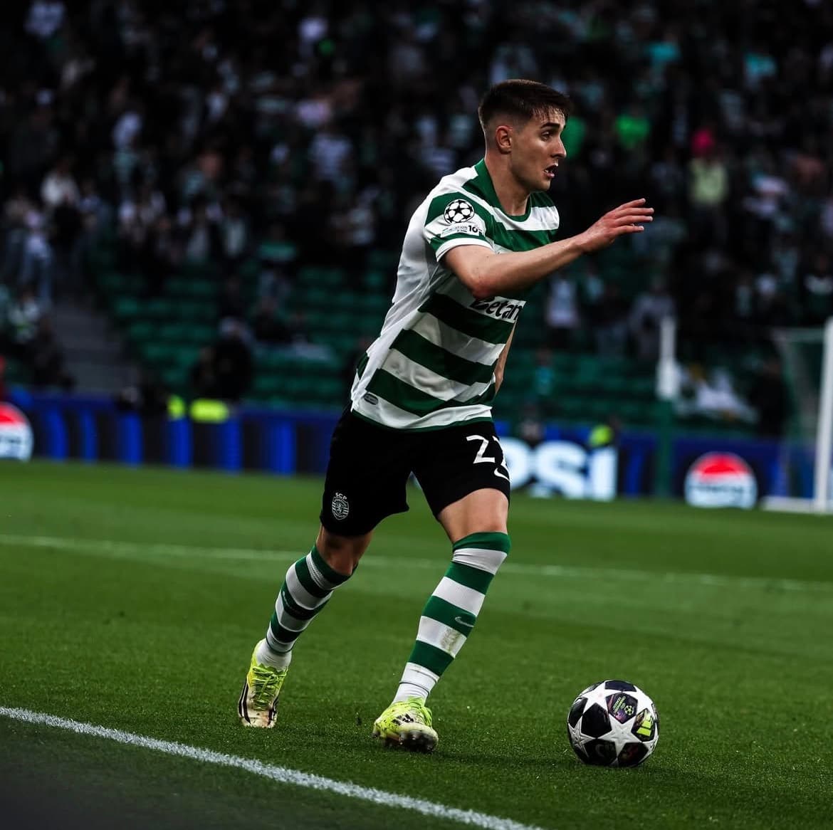 Iván Fresneda, durante el partido contra el Bodo/Glimt