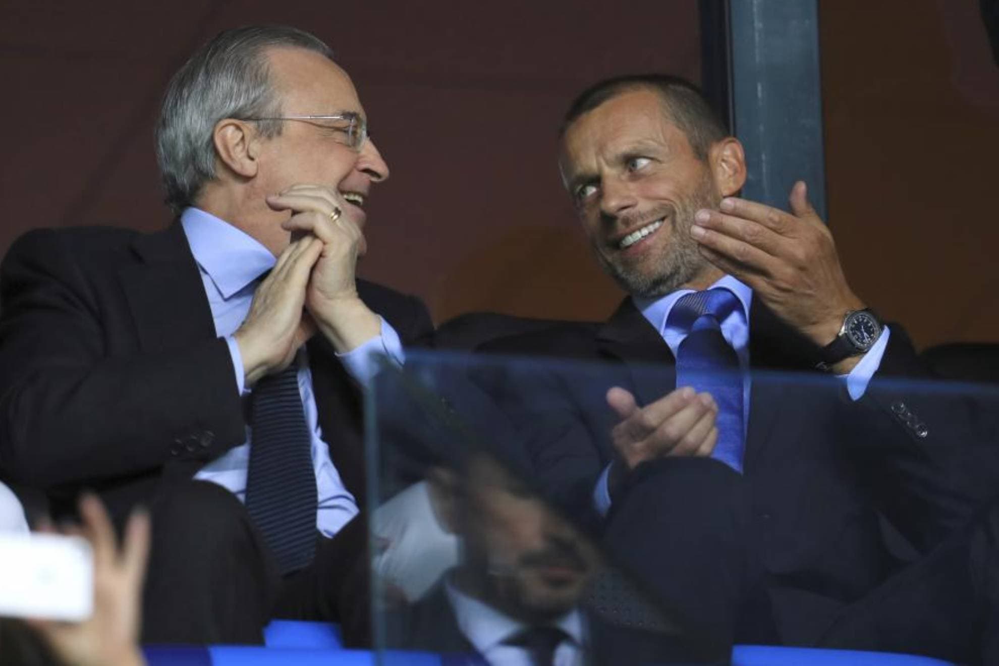 Florentino y Ceferin, en la final de la Supercopa de 2018 entre Real Madrid y Atlético.