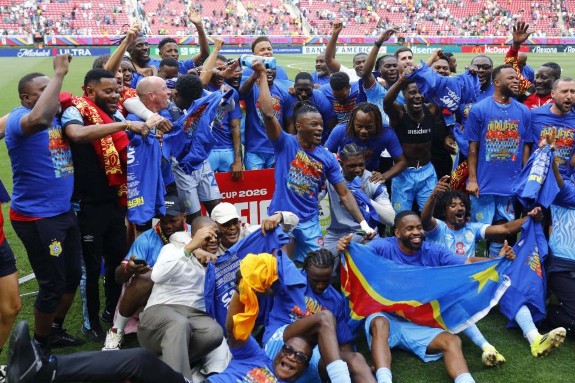 Los jugadores de la RD Congo celebran el pase al Mundial