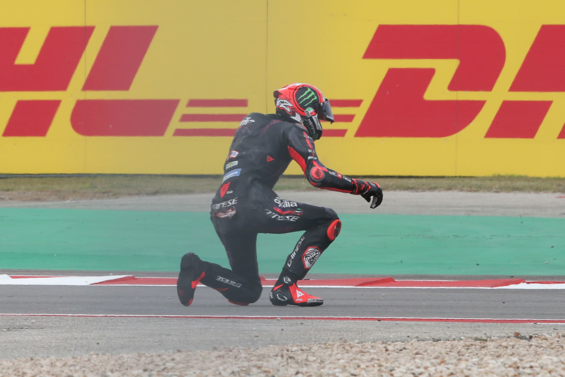 Marco Bezzechi, tras sufrir un accidente en el trazado de Austin.