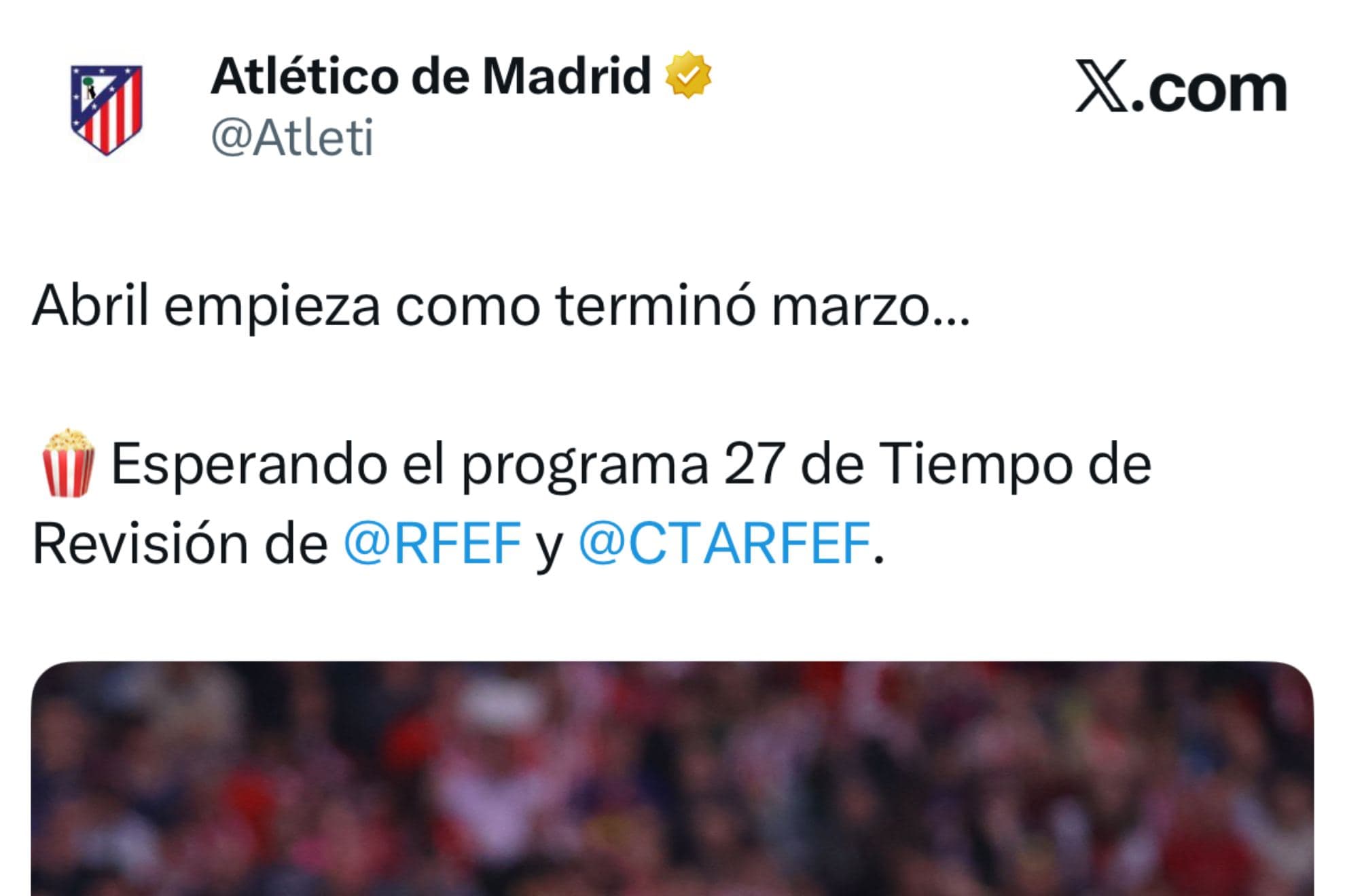 Tuit del Atlético.