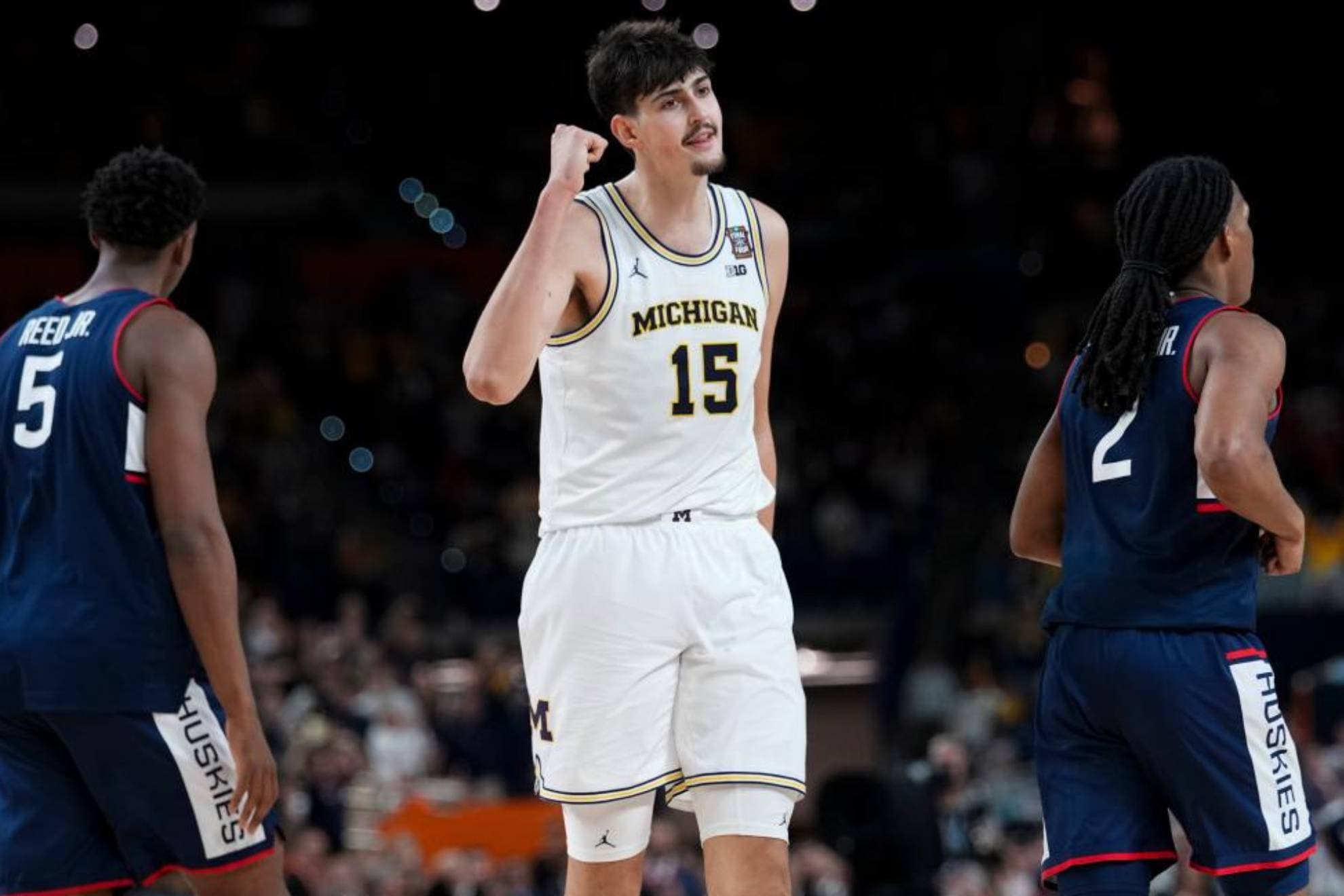 Aday Mara, durante una acción de la final del March Madness de la NCAA