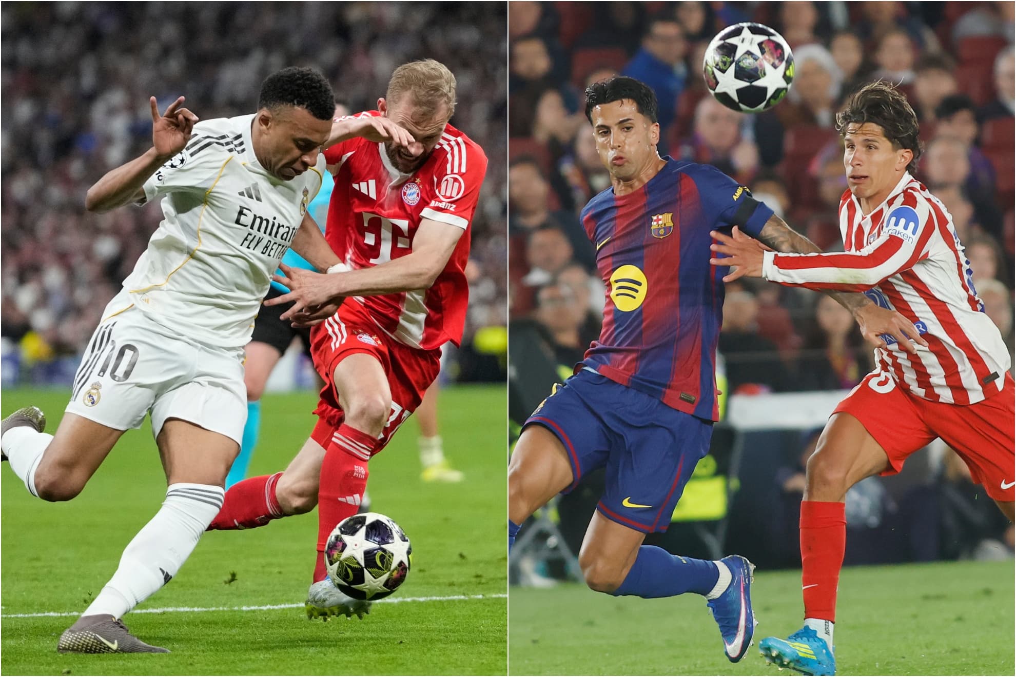 Imágenes de los partidos de ida de cuartos de champions de los equipos españoles.