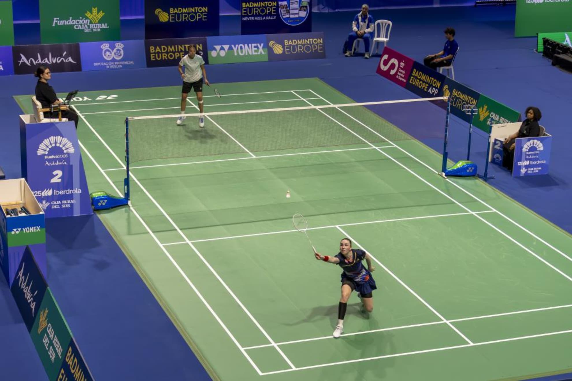 Un partido del Europeo de bádminton de Huelva.