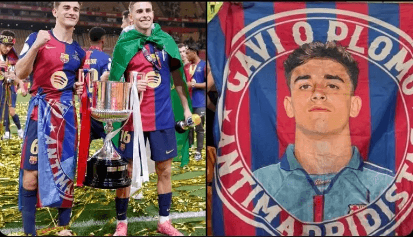 Gavi, con la bandera de "antimadridista".