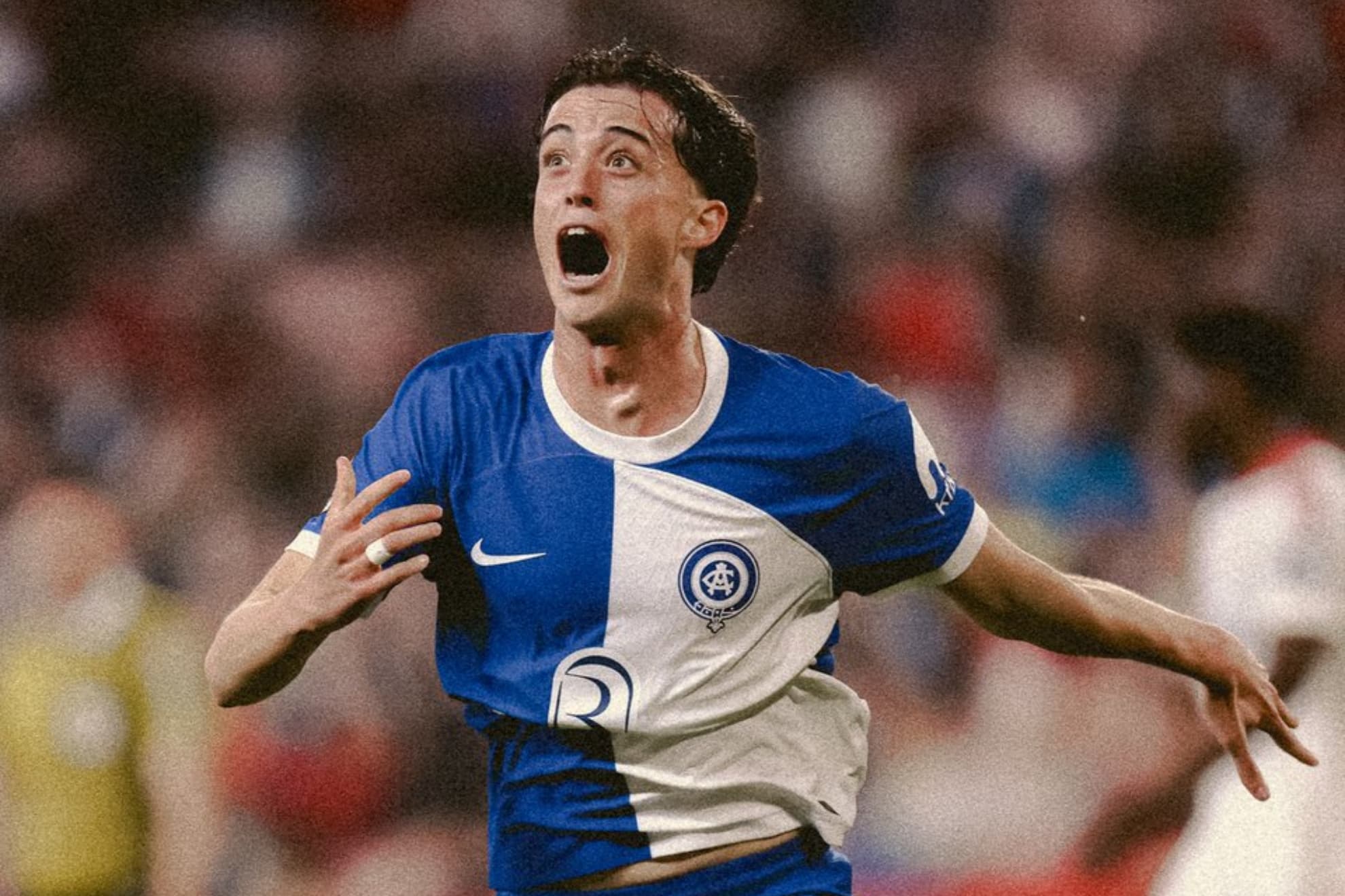 Boñar celebrando su gol con el Atlético ante el Sevilla.