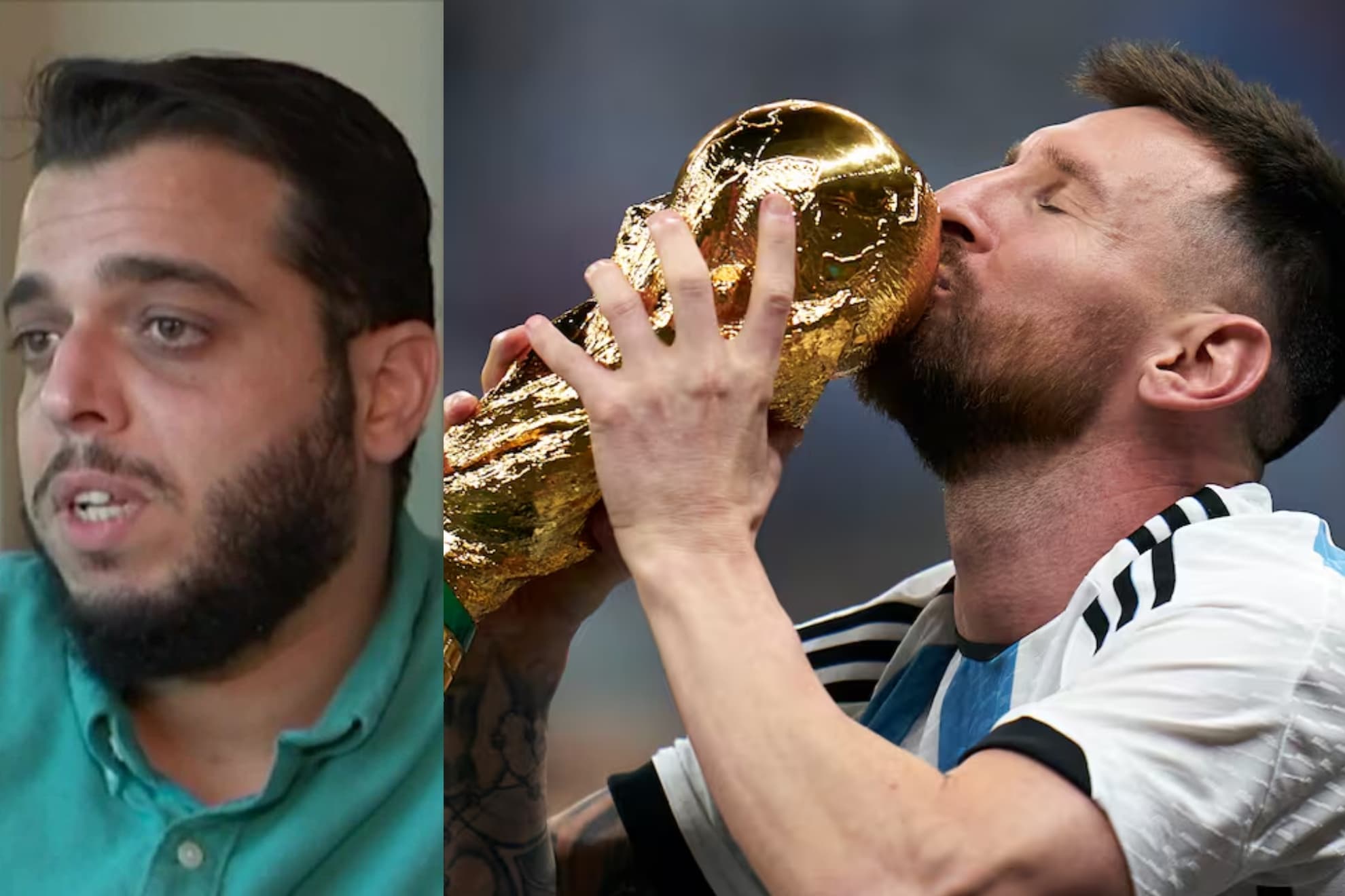 Montaje con Abdullah Ibhais y Leo Messi levantando la Copa.