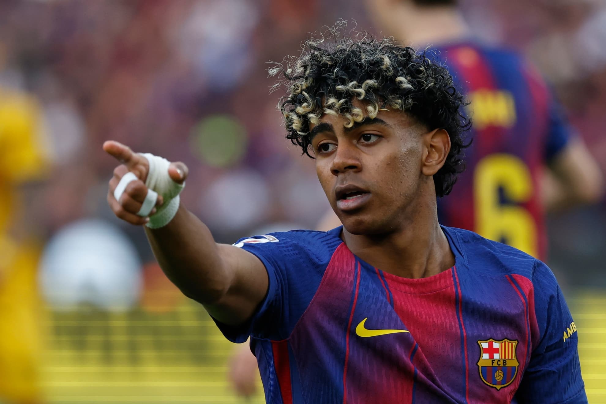 Lamine Yamal, en una acción contra el Espanyol.