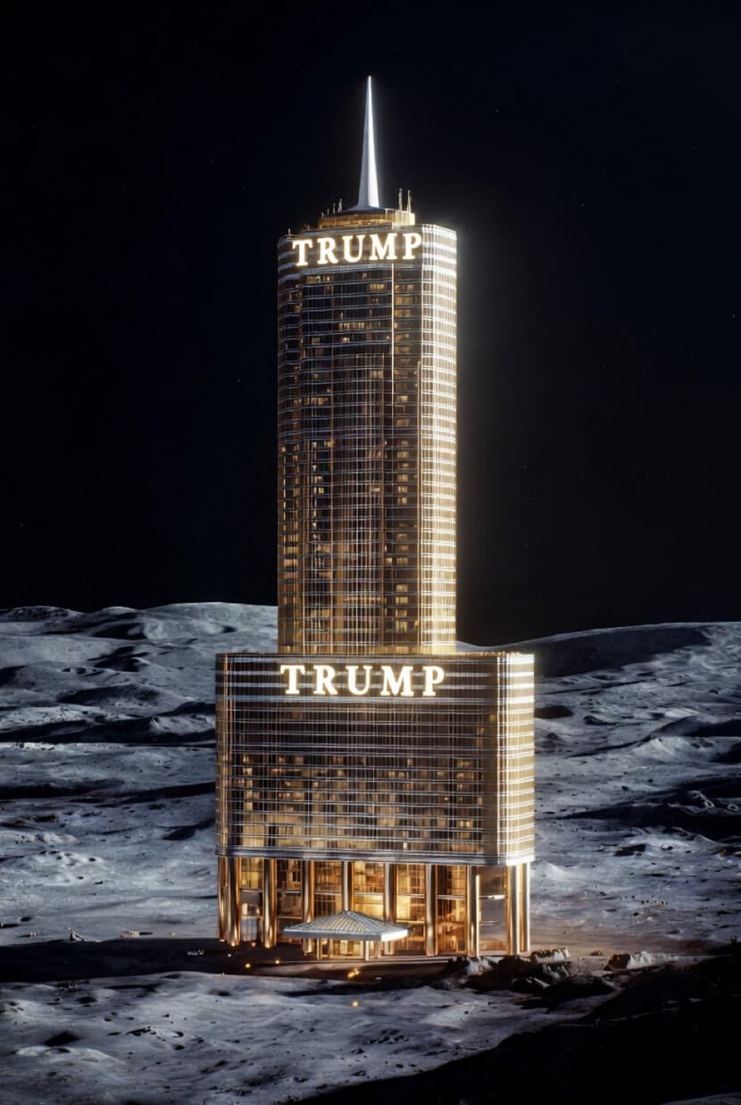 La Torre Trump en la Luna, generada con IA.