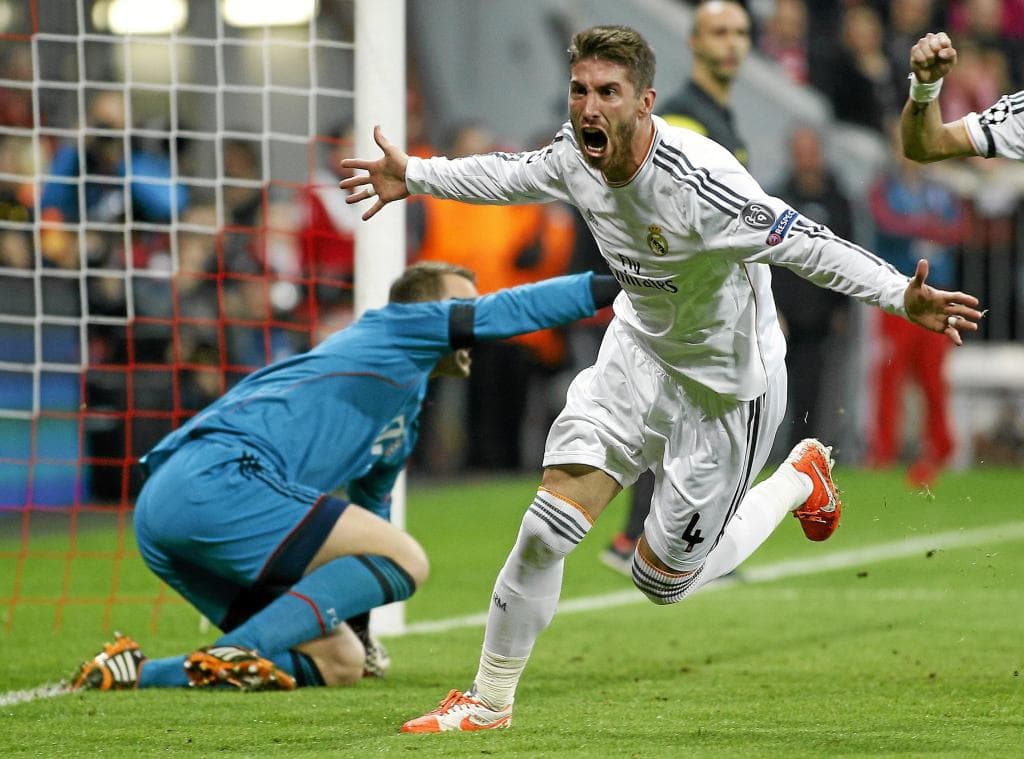 Sergio Ramos celebra uno de sus goles en el Allianz Arena.