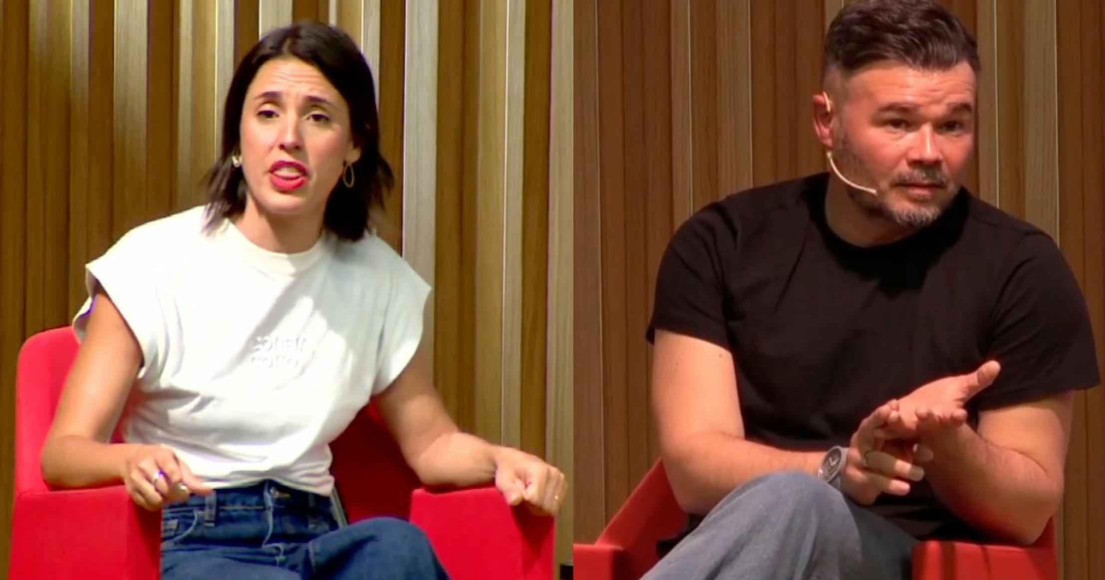Irene Montero y Gabriel Rufián en su charla sobre la izquierda.