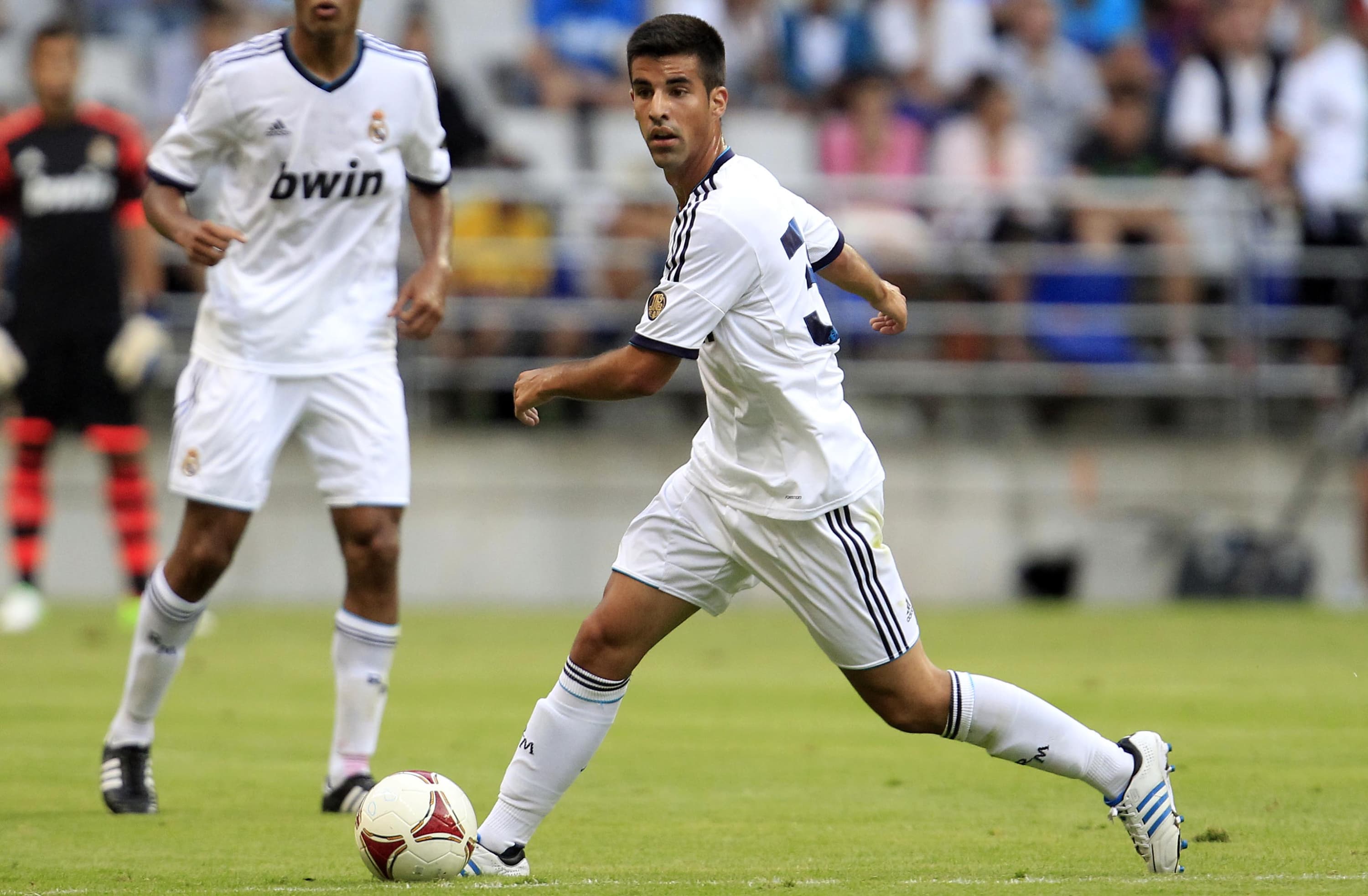 Álvaro López, el día de su debut con el Real Madrid en un amistoso ante el Oviedo.