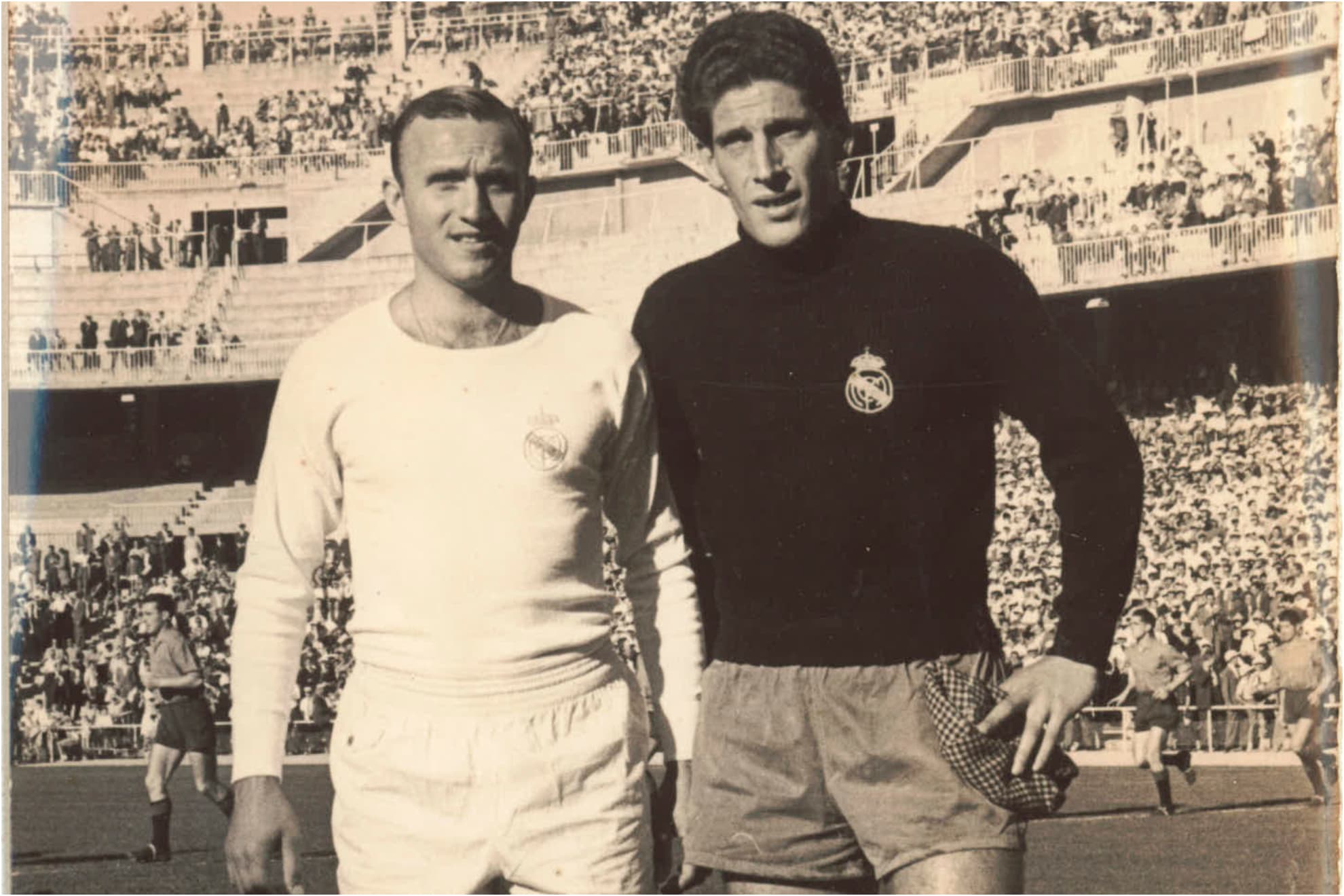 Santamaría y Domínguez, el día del debut oficial de ambos, ante Osasuna en Chamartín.