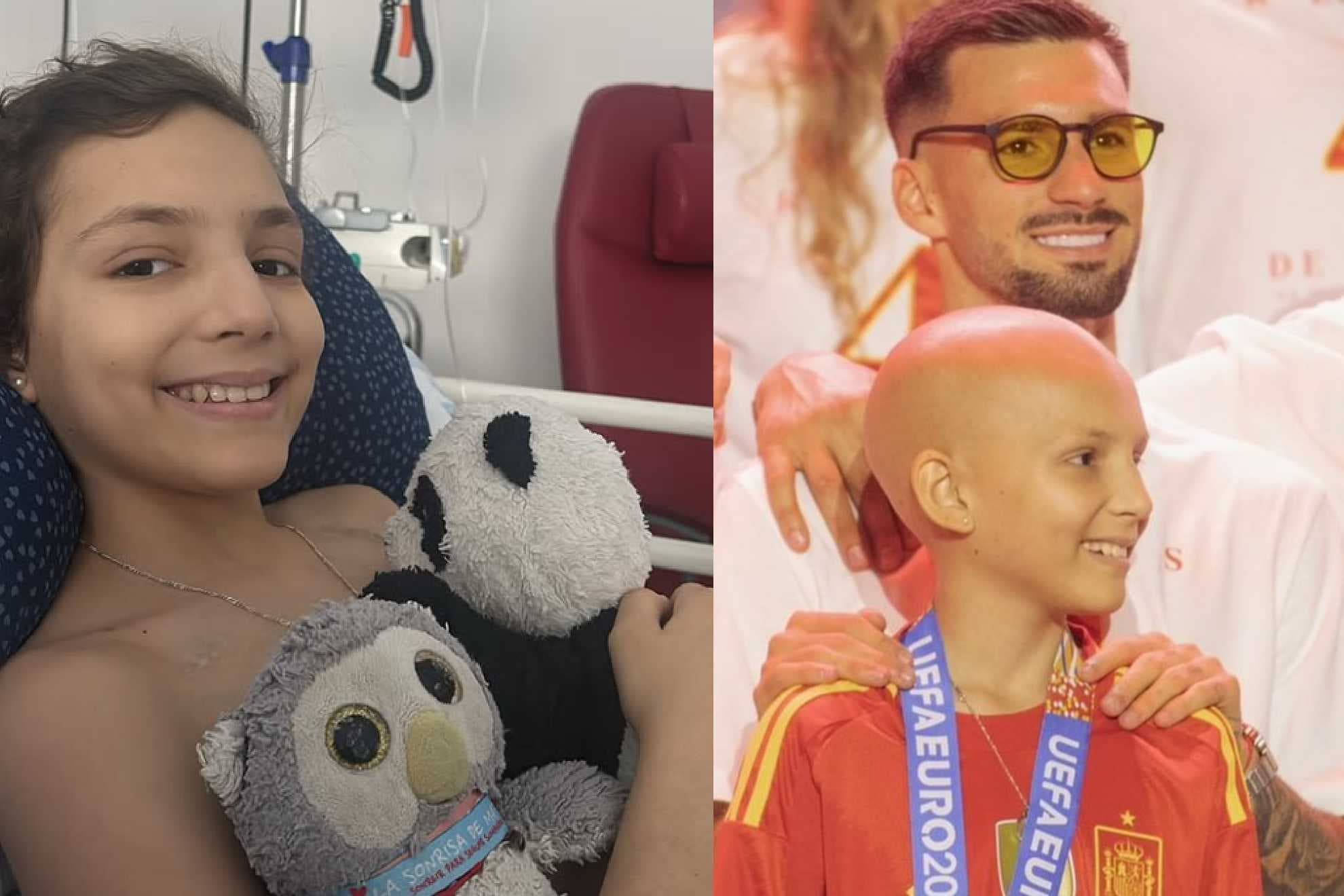 María, durante la celebración de la Eurocopa, junto a su amigo Baena.