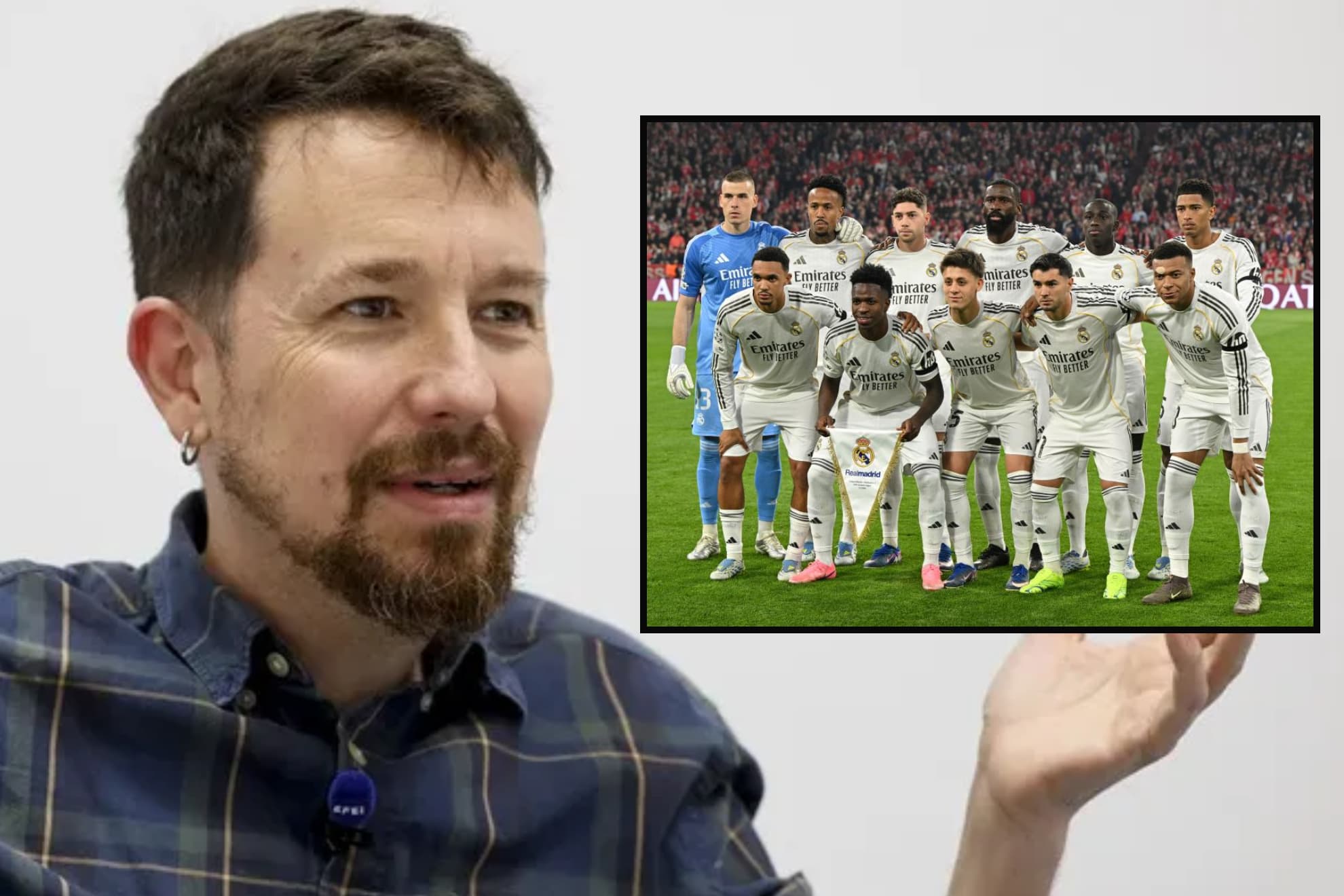 Pablo Iglesias ironiza con la histórica alineación del Real Madrid después de no poner ningún español