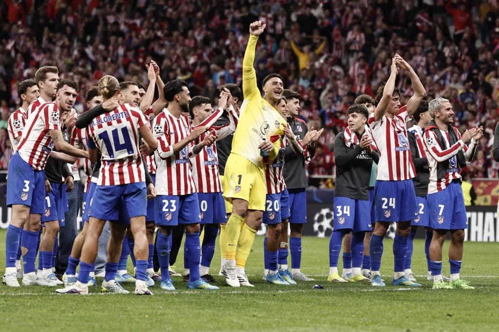 Los jugadores del Atlético de Madrid celebra el pase a semifinales