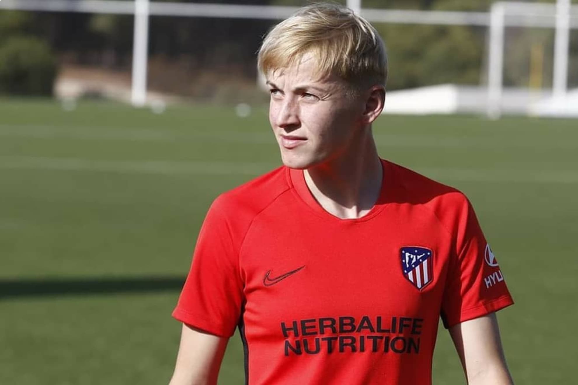 Natiia Pantsulaia, en un entrenamiento del Atlético de Madrid