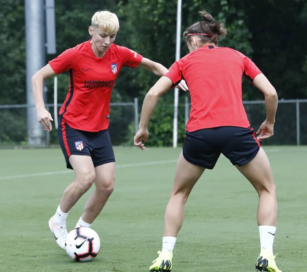 Natiia Pantsulaia, en un entrenamiento del Atlético de Madrid