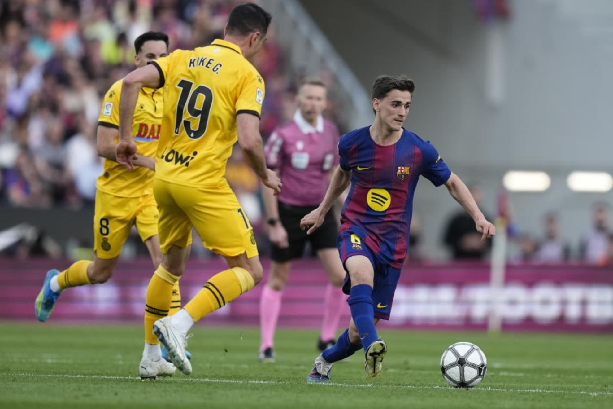 Gavi, durante el encuentro contra el Espanyol