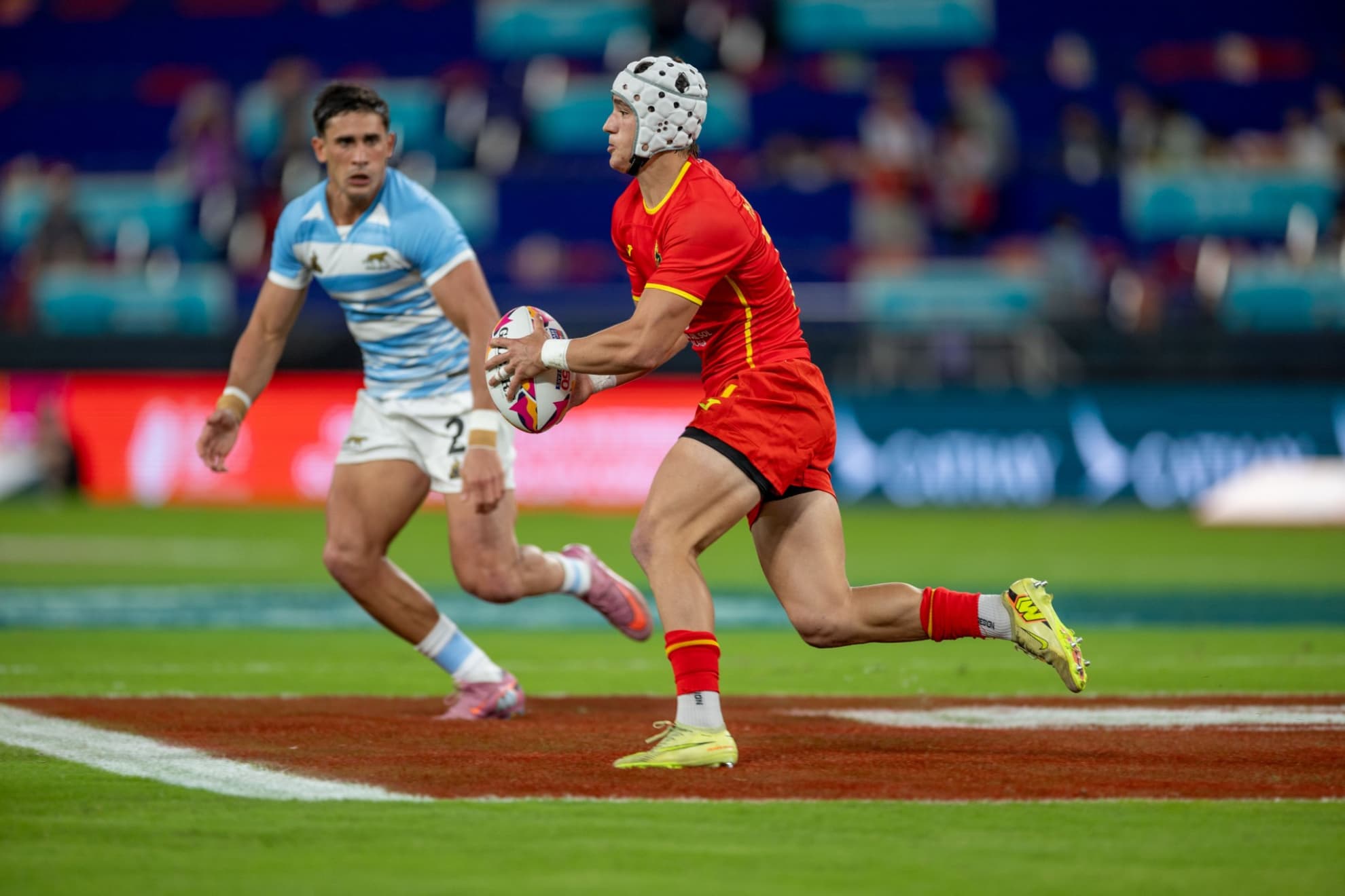 Jaime Manteca, durante el partido de Los Leones7s ante Argentina.