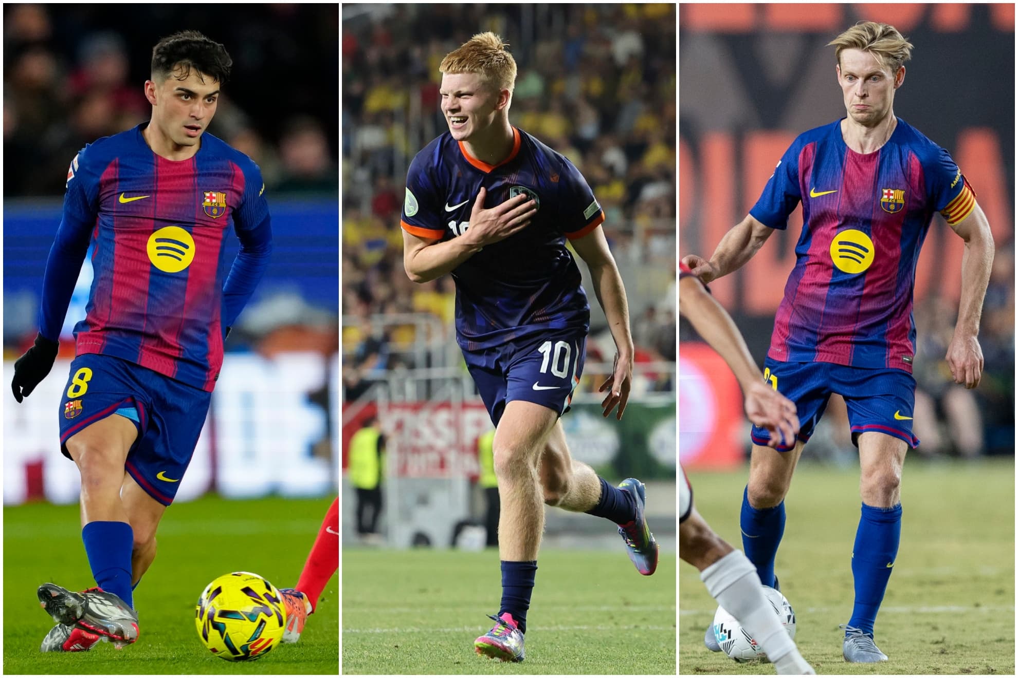 Pedri, Smit y De Jong.