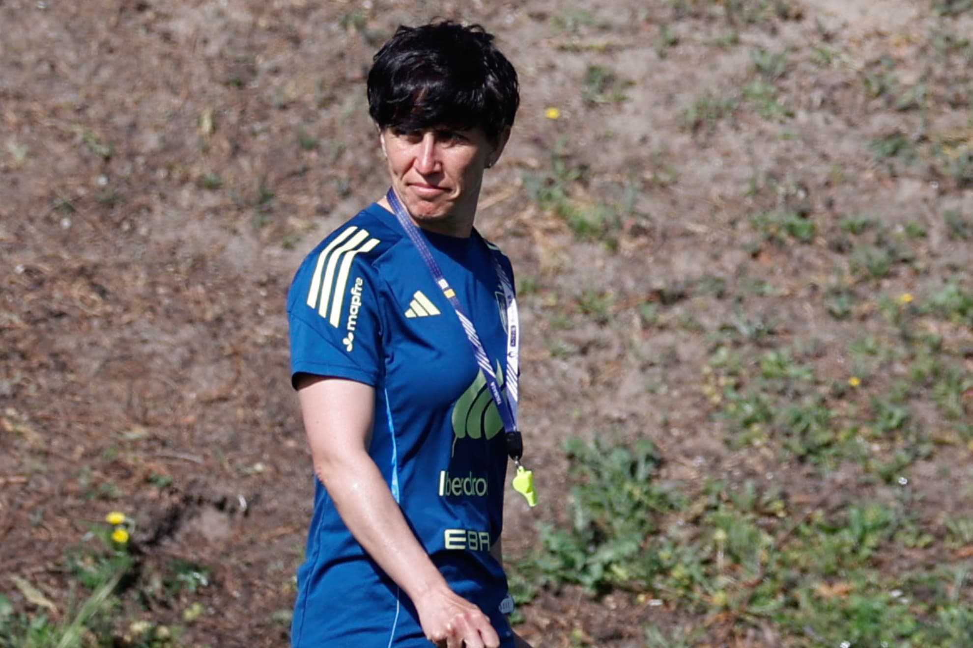 Sonia Bermúdez durante el último entrenamiento previo al partido ante Ucrania.