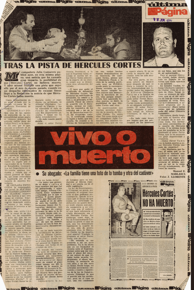El misterio sobre la muerte de Hércules Cortés en el diario 'Pueblo'.