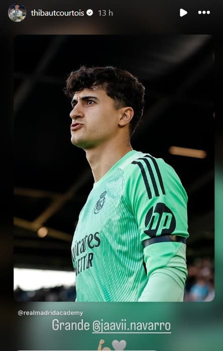 Mensaje de Courtois a Javi Navarro.