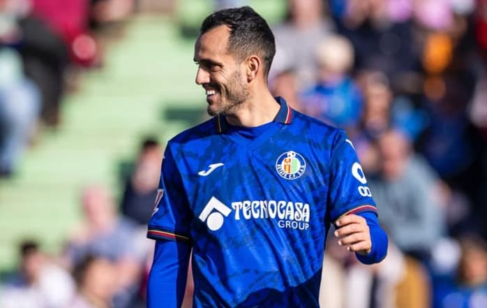 Juanmi durante un partido con el Getafe.