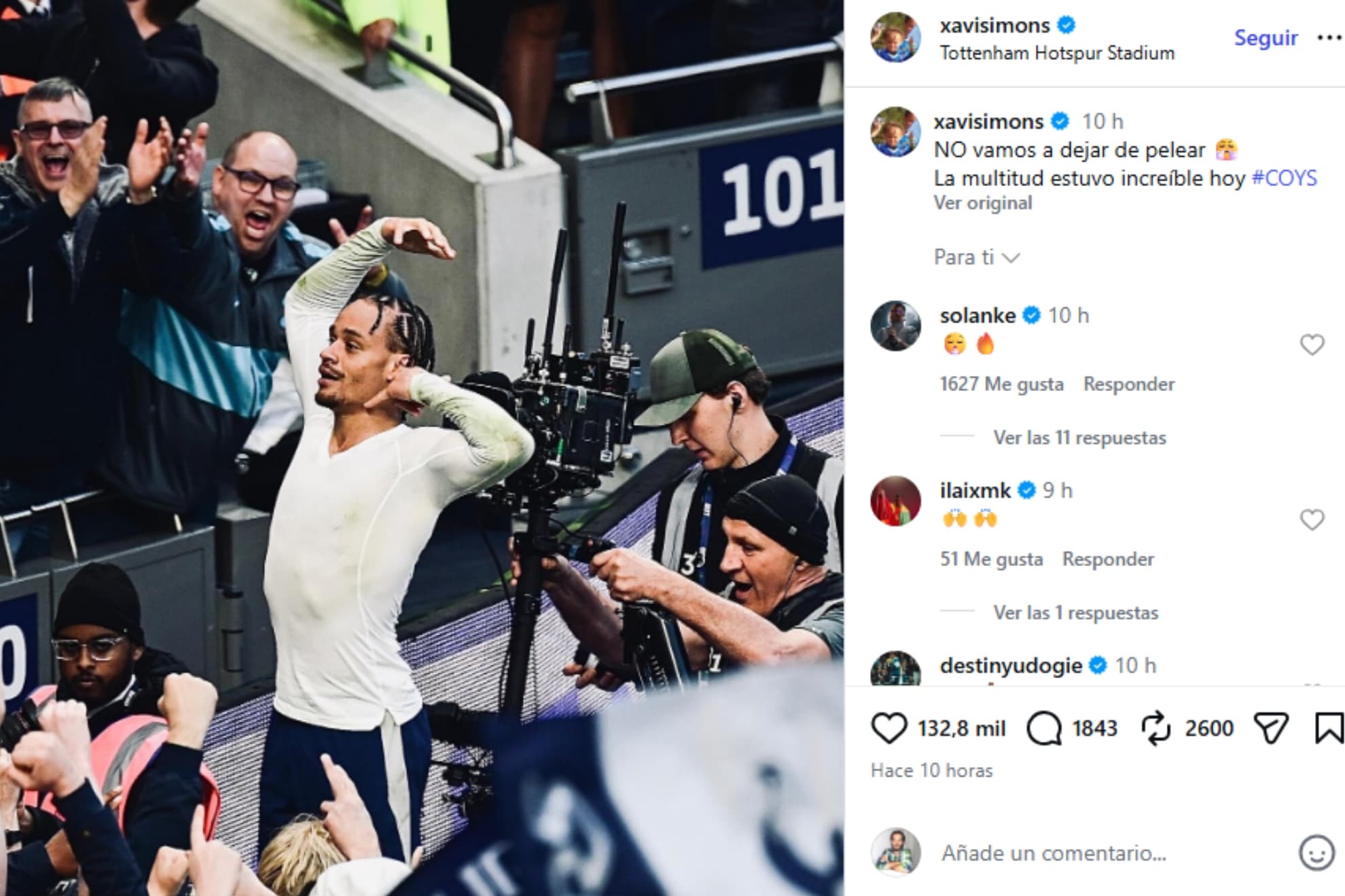 Xavi Simons, en la imagen subida a redes.