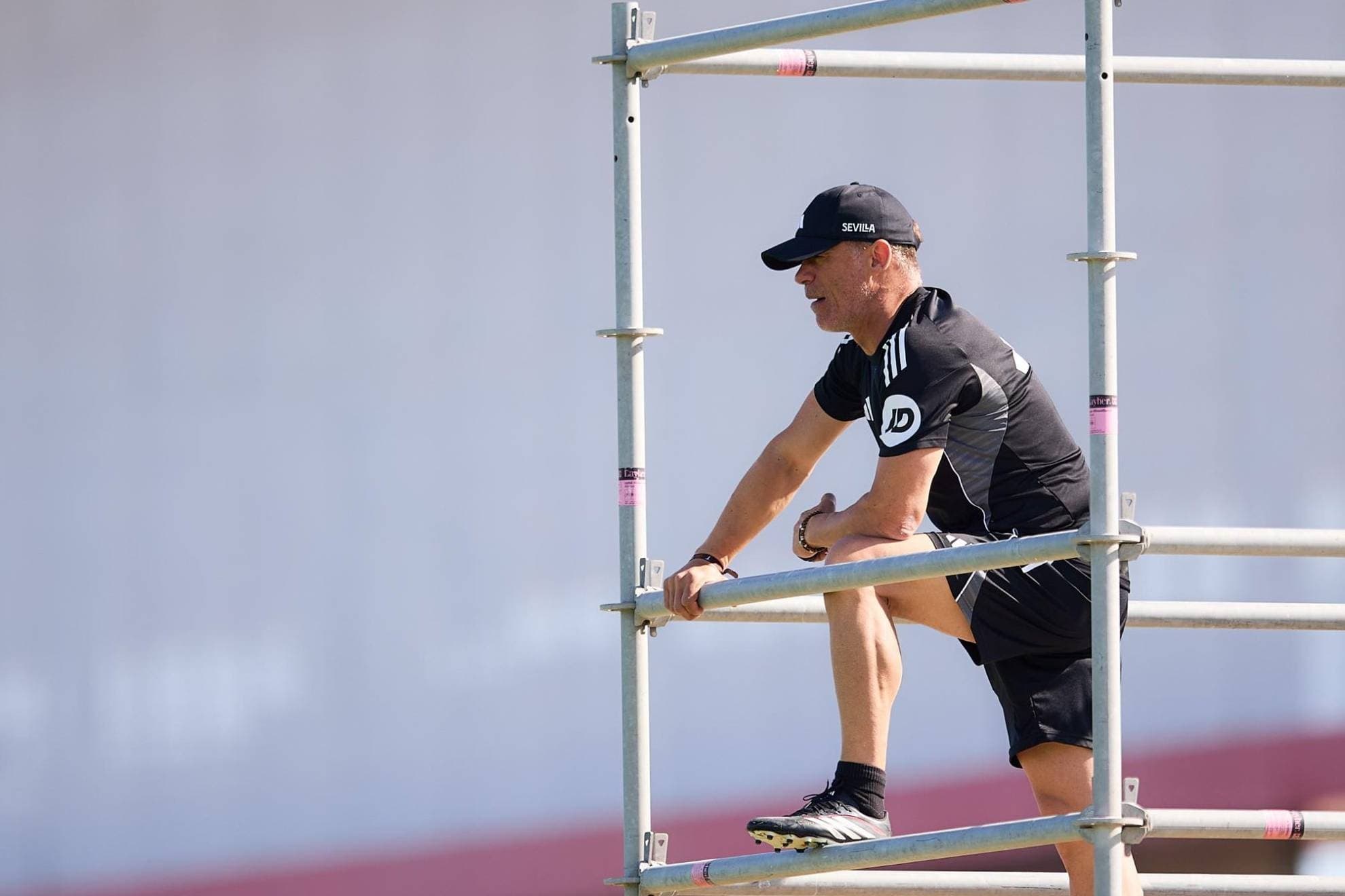 García Plaza, en el andamio.